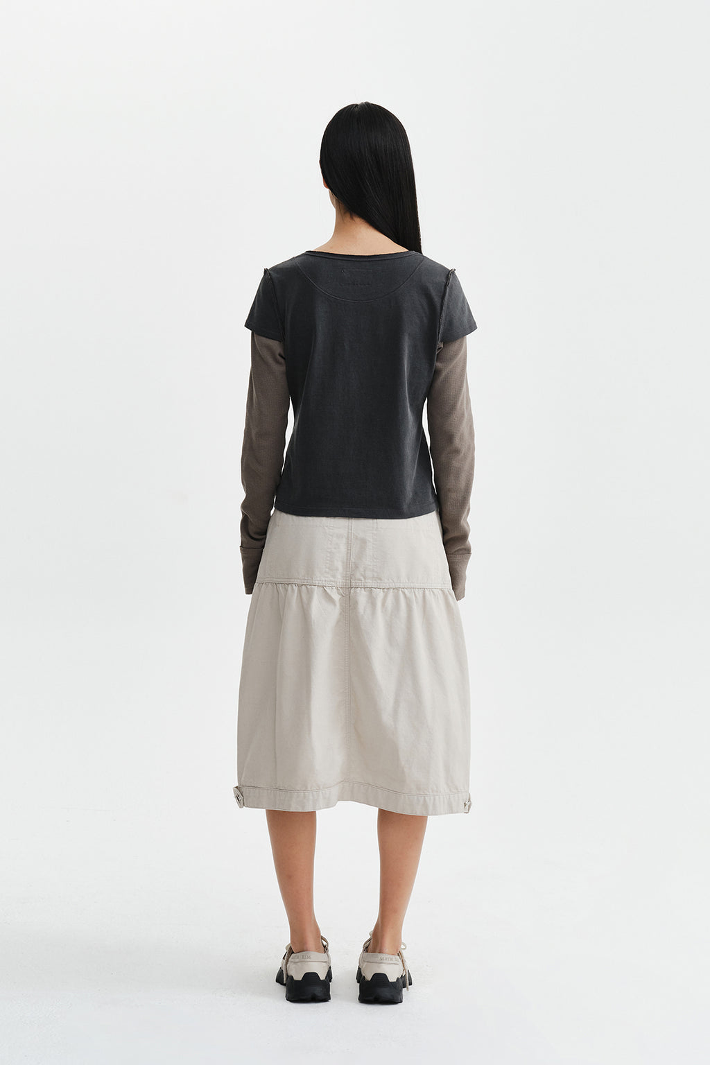 Matin Kim - Faded Color Block Layered Button Top (Charcoal) product image 8 | TRAB K-Fashion Australia