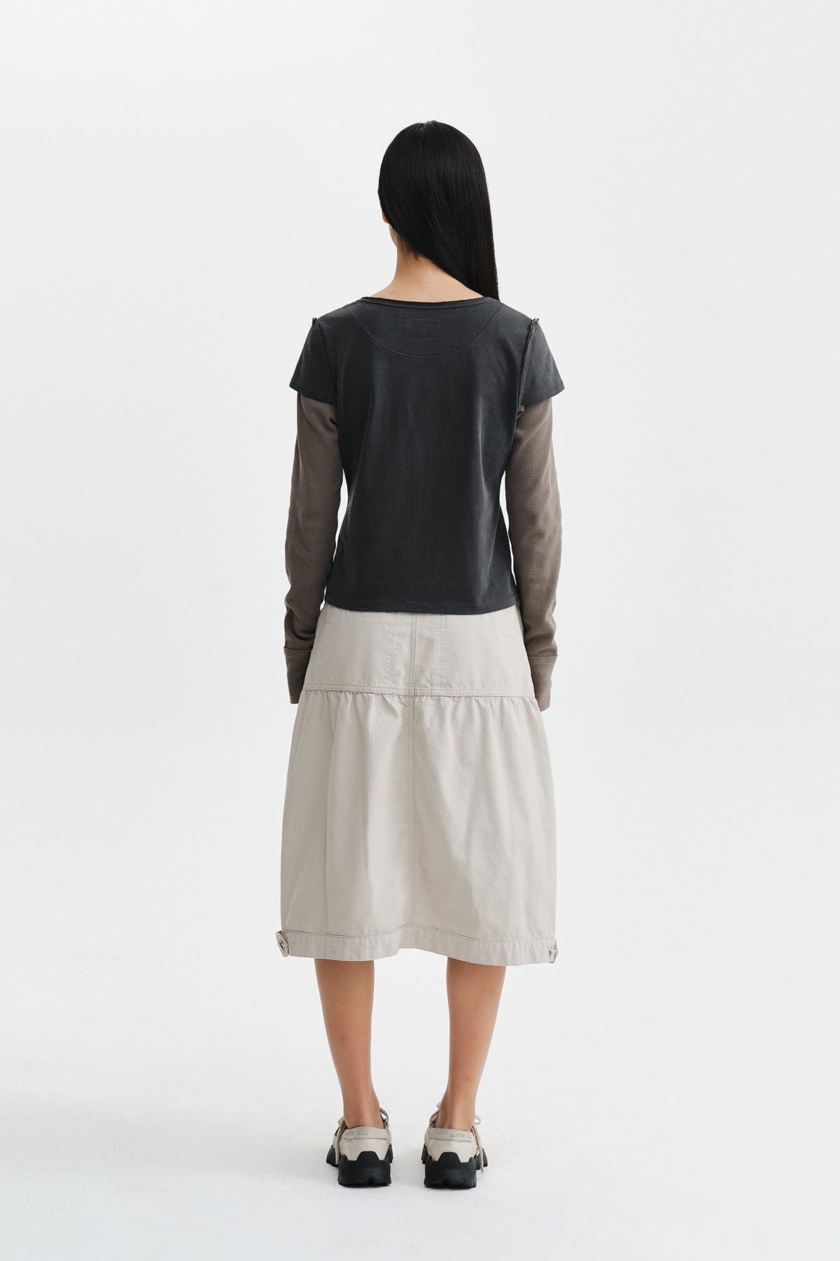 Matin Kim - Faded Color Block Layered Button Top (Charcoal) product image 8 | TRAB K-Fashion Australia