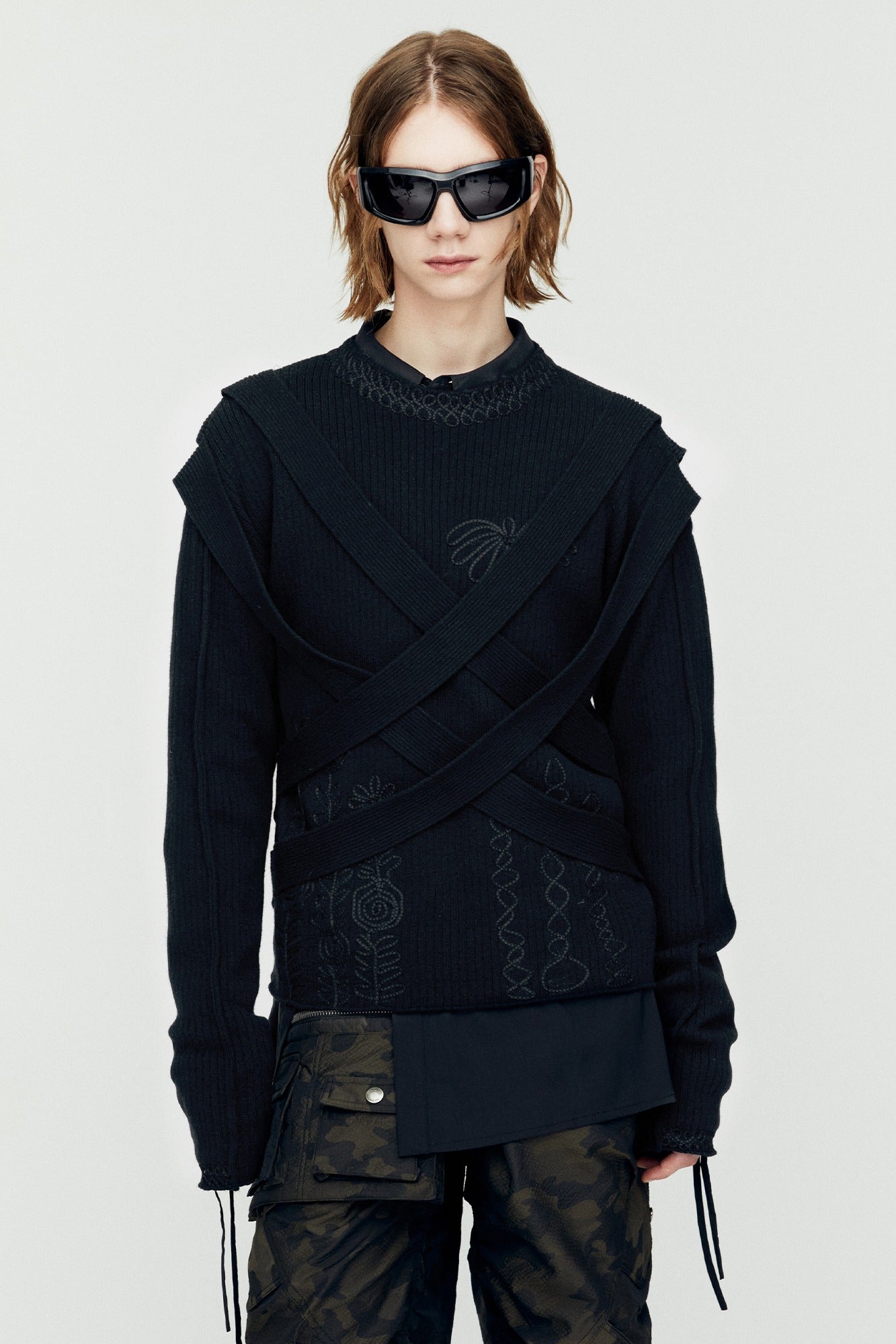 Andersson Bell - Harness Crew-Neck Sweater (Black) product image 1 | TRAB K-Fashion Australia