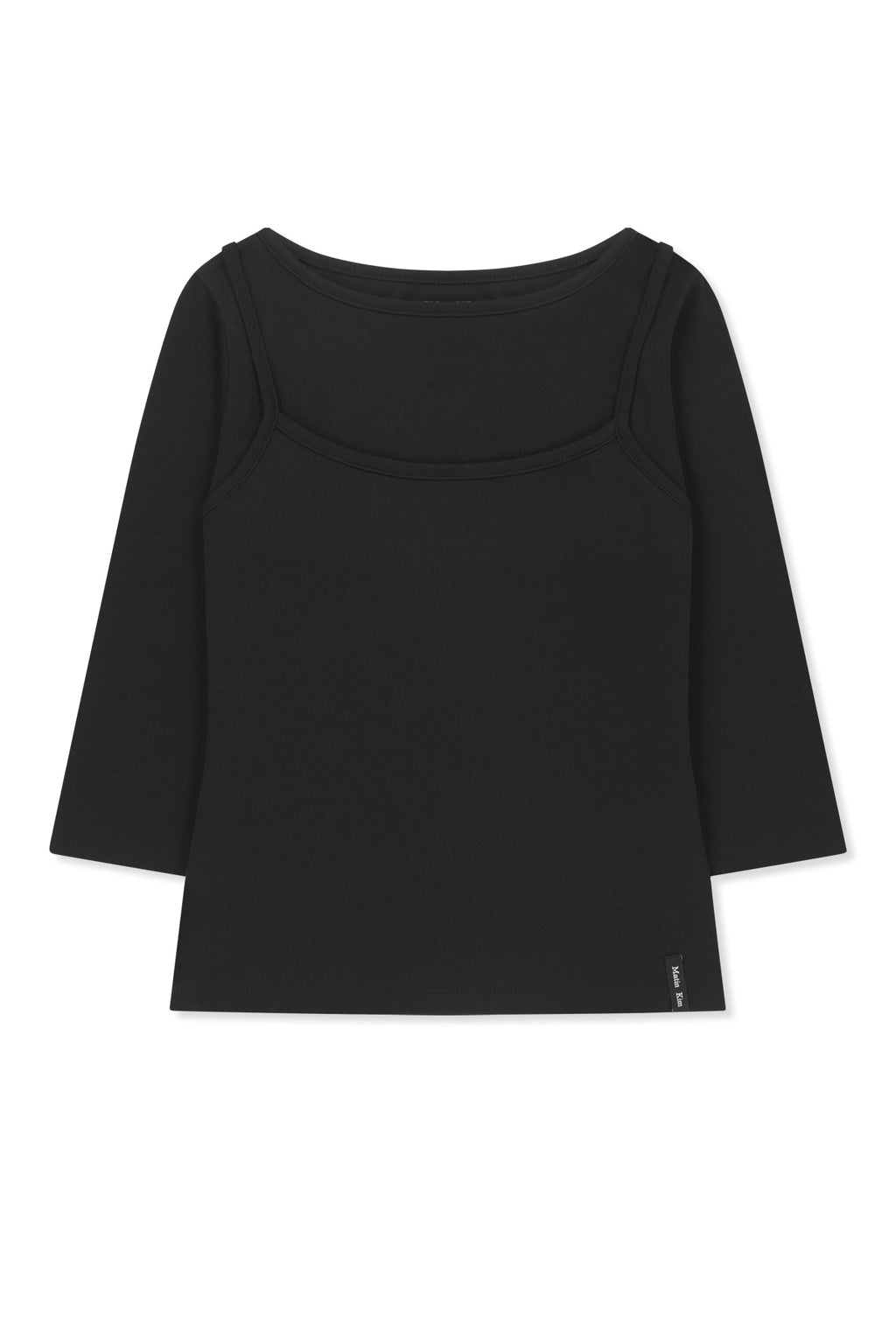 Matin Kim - 3/4 Sleeve Top & Tank Layered Set (Black) product image 1 | TRAB K-Fashion Australia