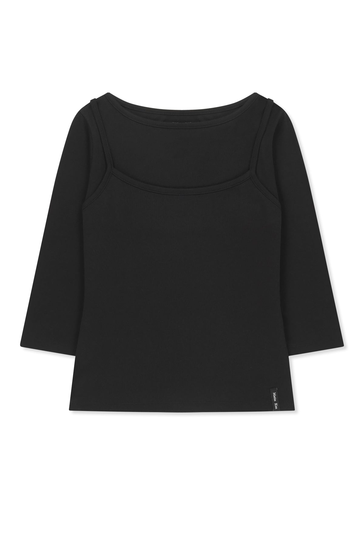 Matin Kim - 3/4 Sleeve Top & Tank Layered Set (Black) product image 1 | TRAB K-Fashion Australia