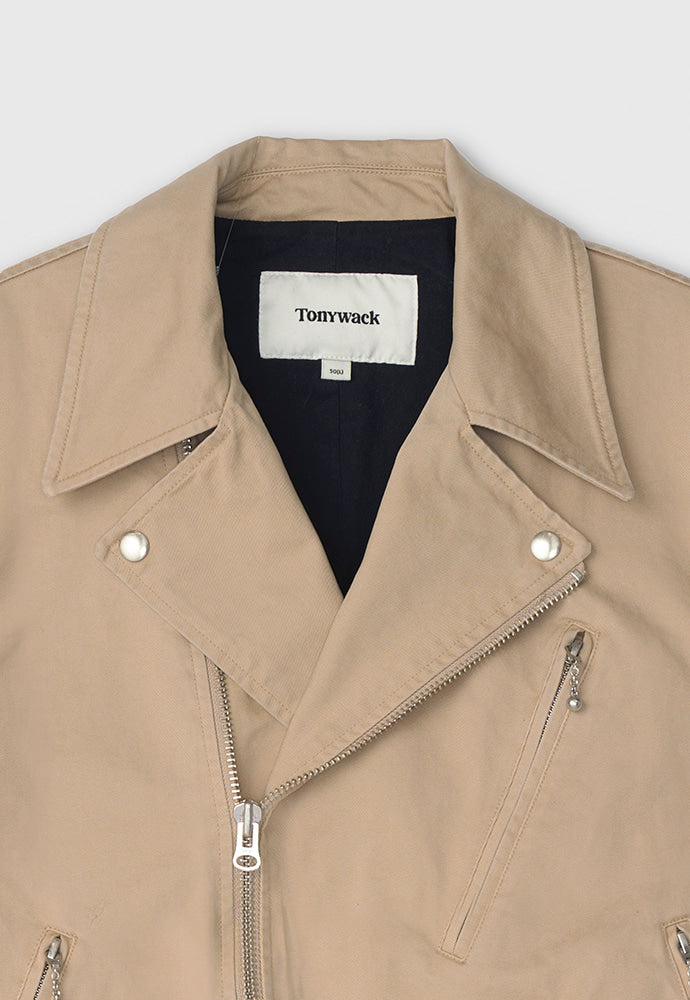 Tonywack - Garment-Washed Cotton Gabardine Biker Jacket (Faded Beige) product image 13 | TRAB K-Fashion Australia