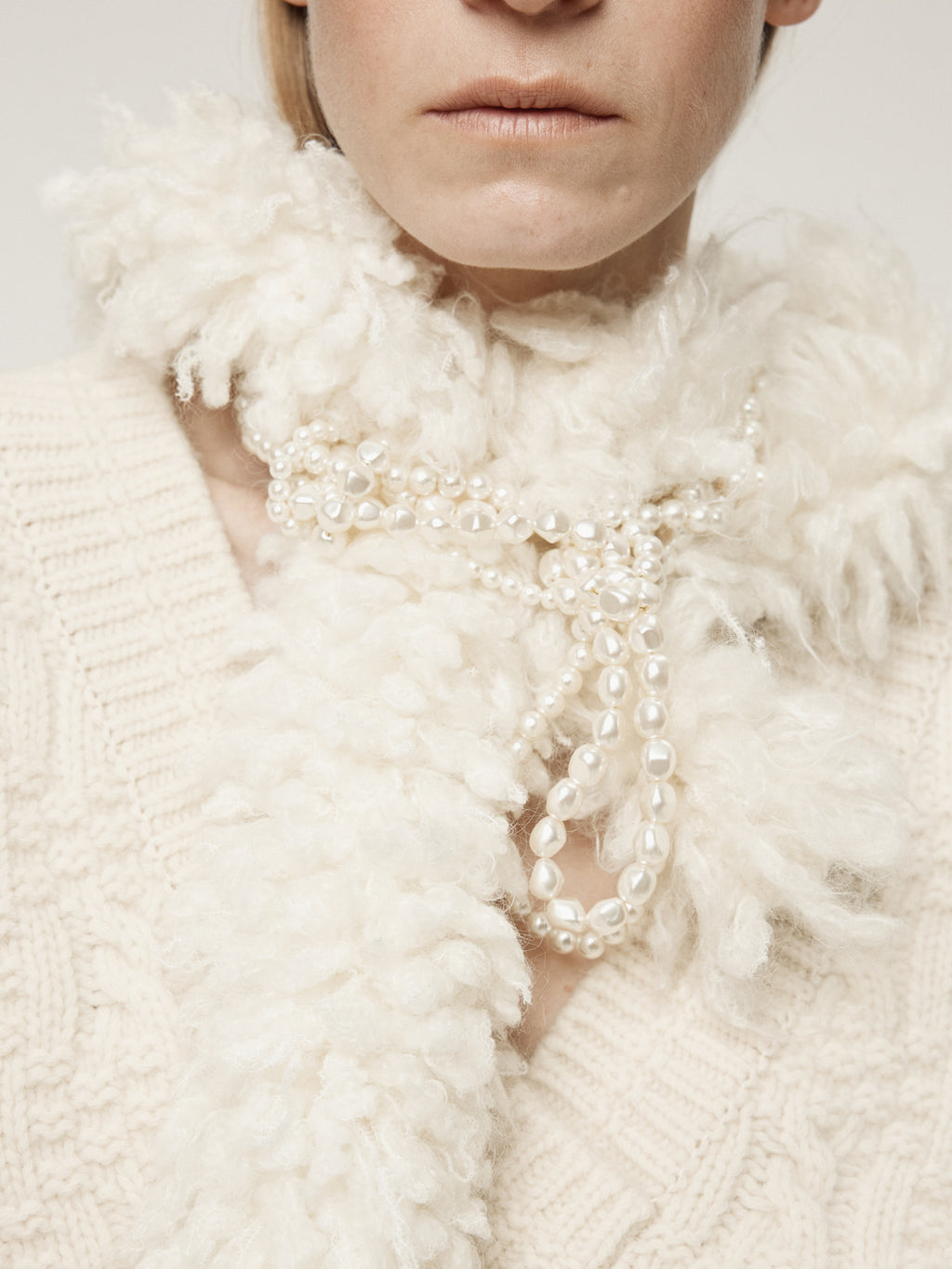 Recto - Fringe Muffler Knit Top (Cream) product image 5 | TRAB K-Fashion Australia