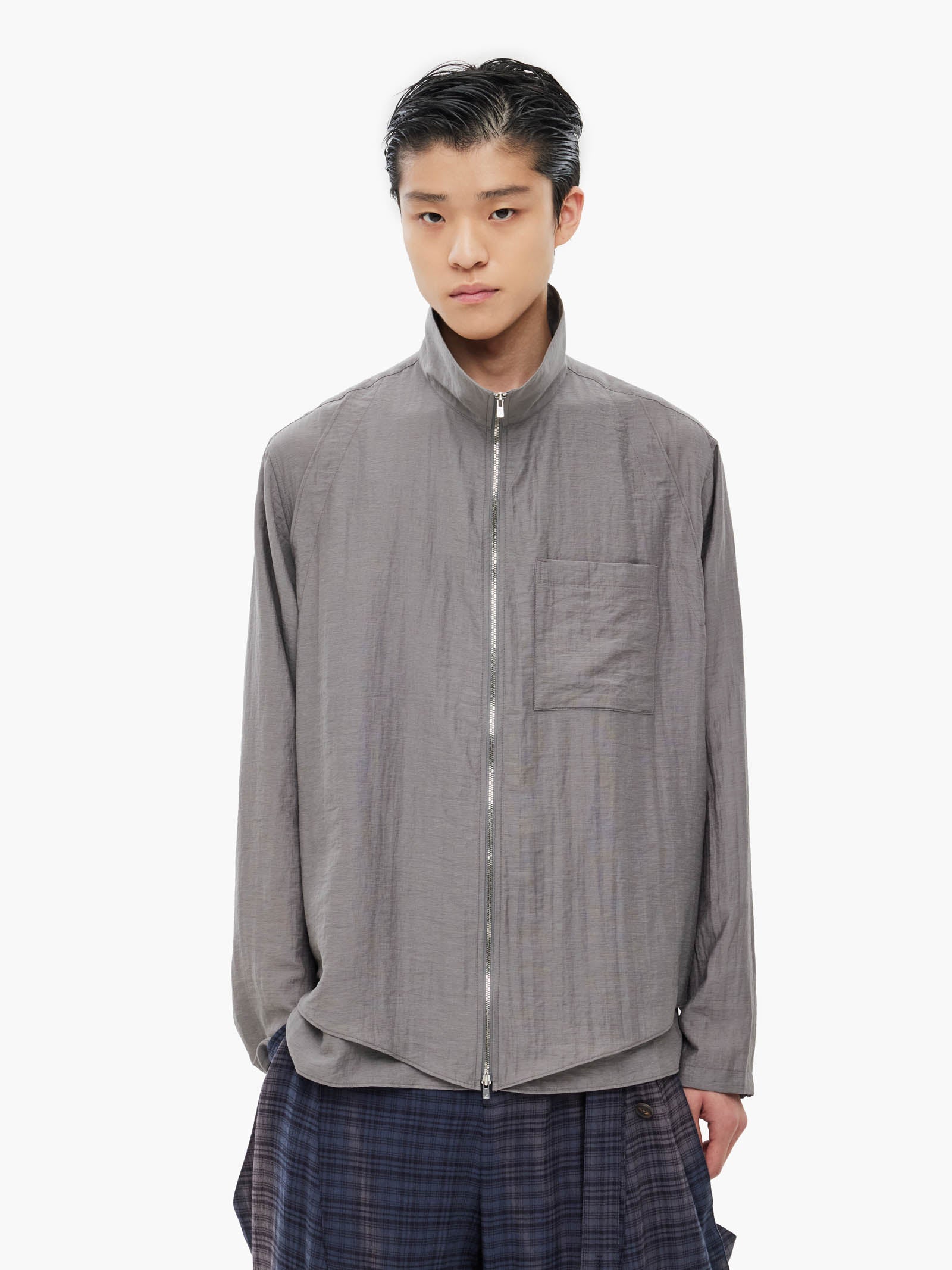 Jiyong Kim - Layered Zip-Up Shirt (Grey) product image 2 | TRAB K-Fashion Australia