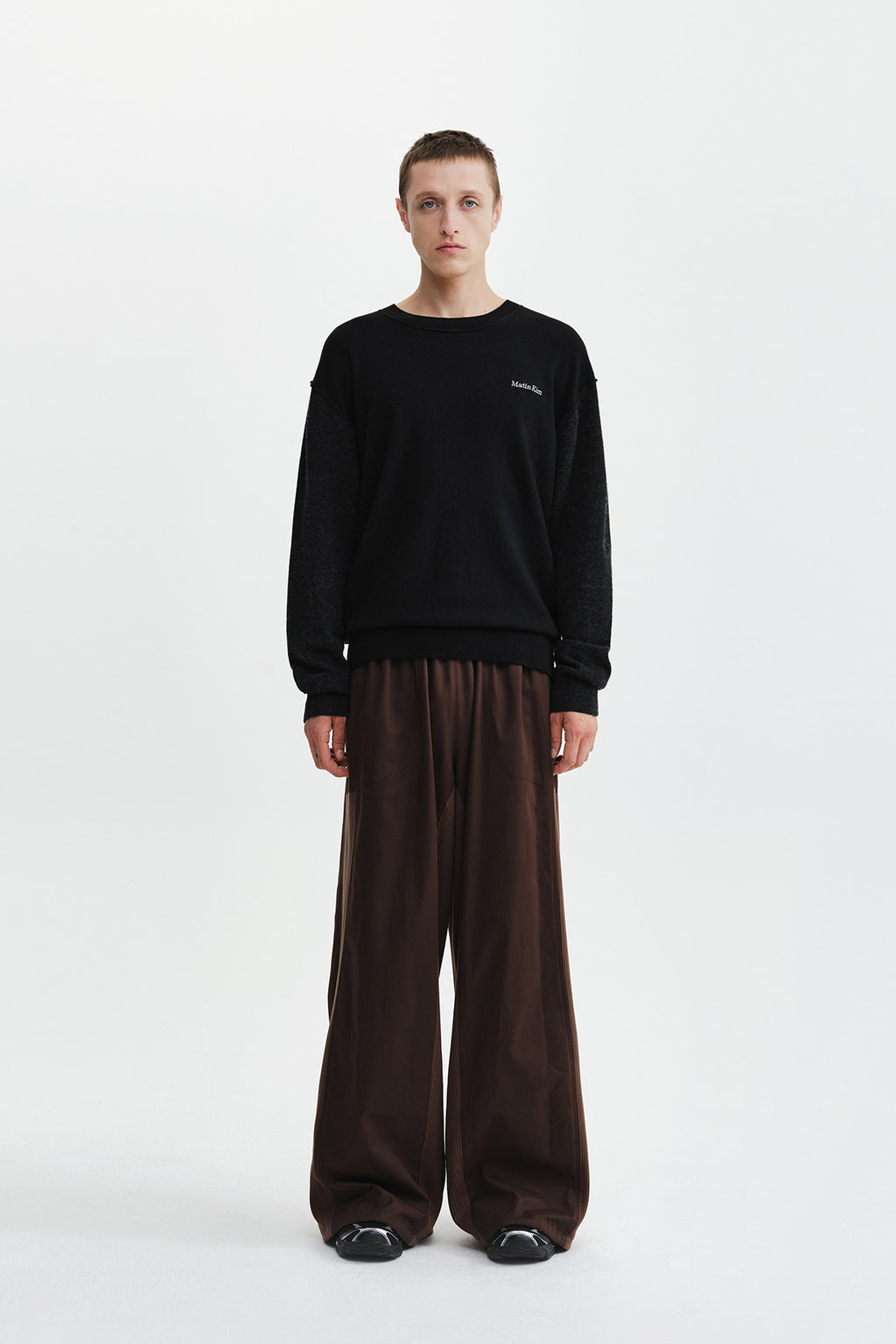 Matin Kim - Waffle Color Block Track Pants (Brown) product image 11 | TRAB K-Fashion Australia