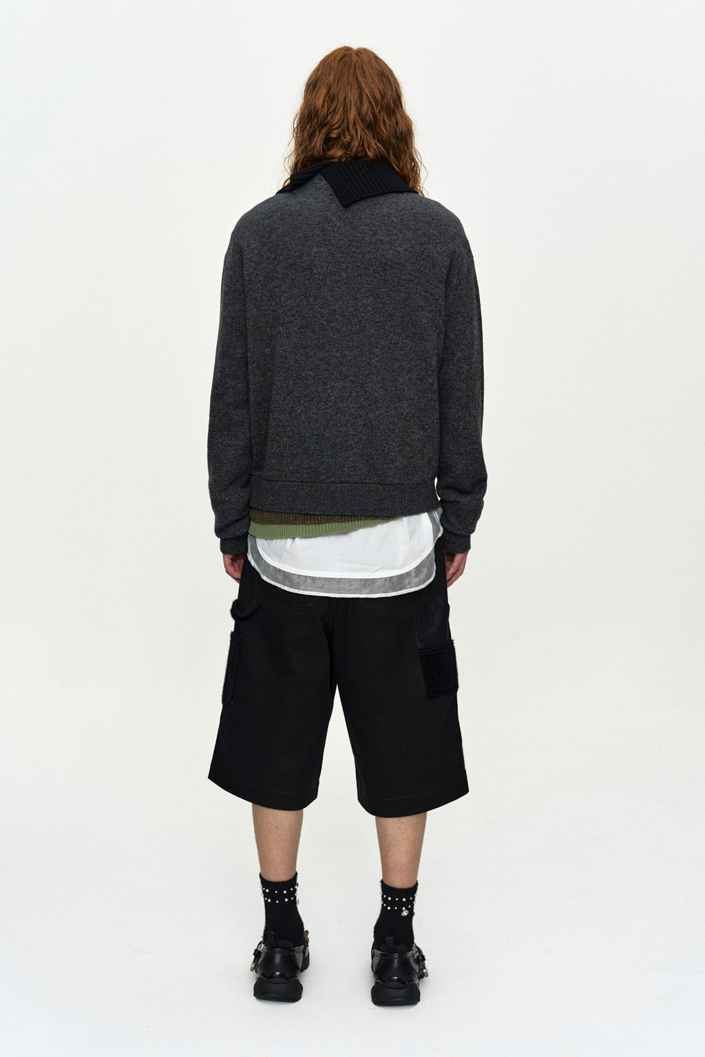 Andersson Bell - Faux Pony Patchwork Carpenter Shorts (Black) product image 4 | TRAB K-Fashion Australia