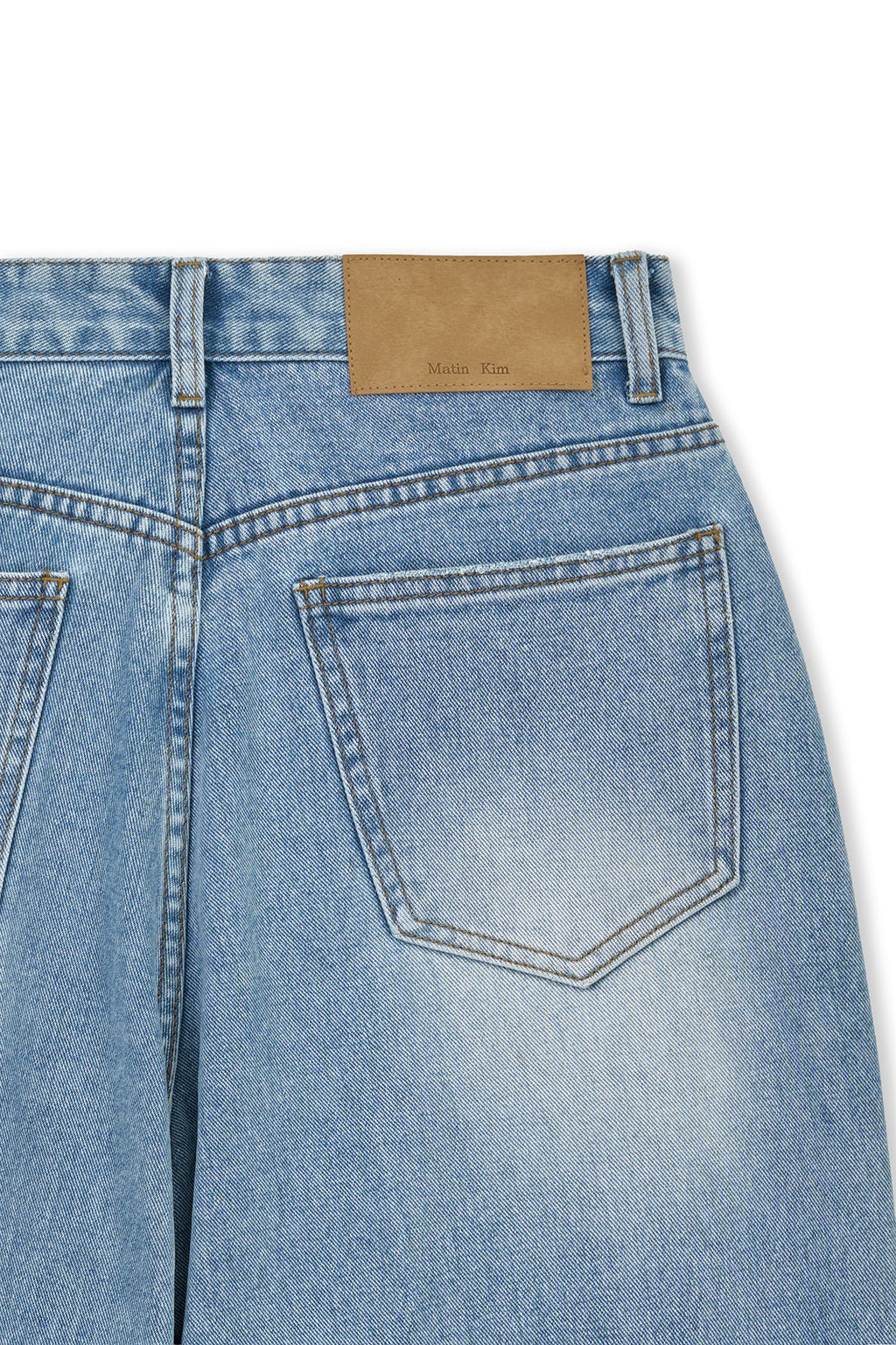 Matin Kim - Front Layered Distressed Denim Pants (Blue) product image 4 | TRAB K-Fashion Australia