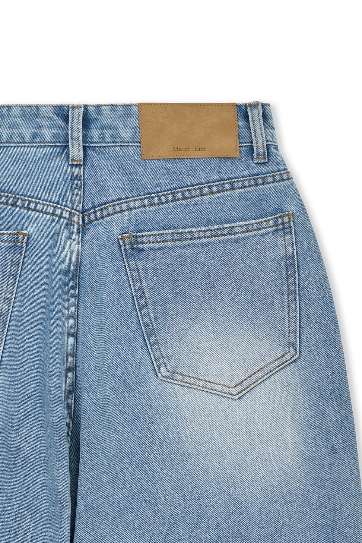 Matin Kim - Front Layered Distressed Denim Pants (Blue) product image 4 | TRAB K-Fashion Australia
