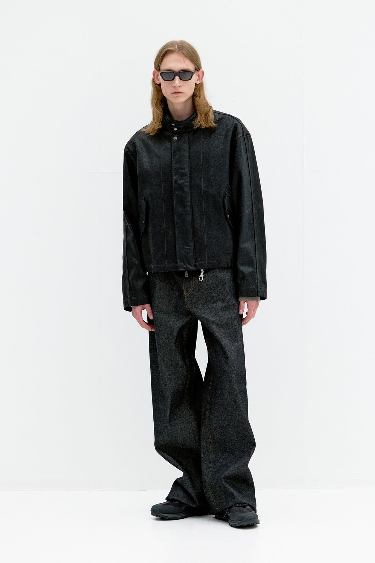 Coor - Coated Denim Stand Neck Jumper (Black) product image 2 | TRAB K-Fashion Australia