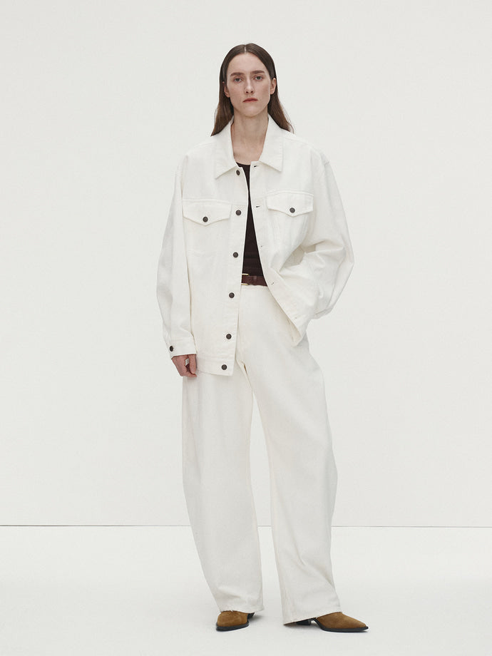 Tonywack - Side Tuck Wide-Leg Denim Jeans (Ecru) product image 1 | TRAB K-Fashion Australia