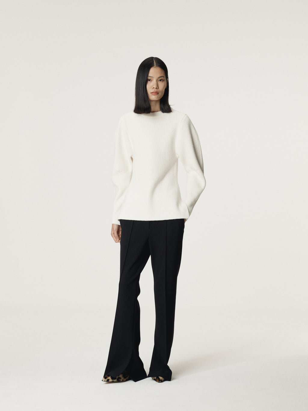 Recto - Volume Sleeve Structured Knit Top (Ivory) product image 2 | TRAB K-Fashion Australia