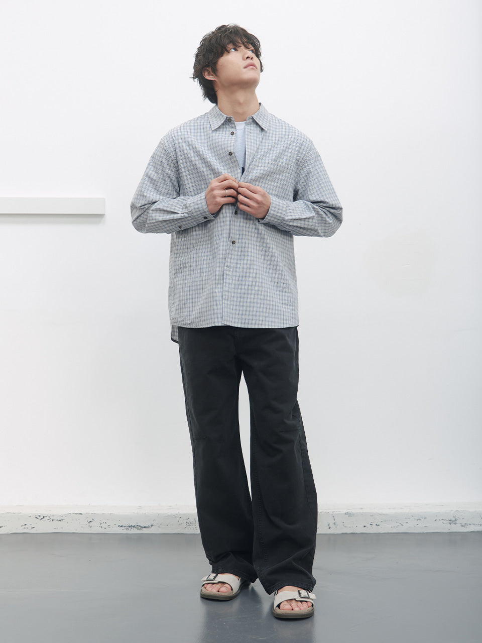 Kijun - Soft Check Shirt (Sky Blue) product image 4 | TRAB K-Fashion Australia
