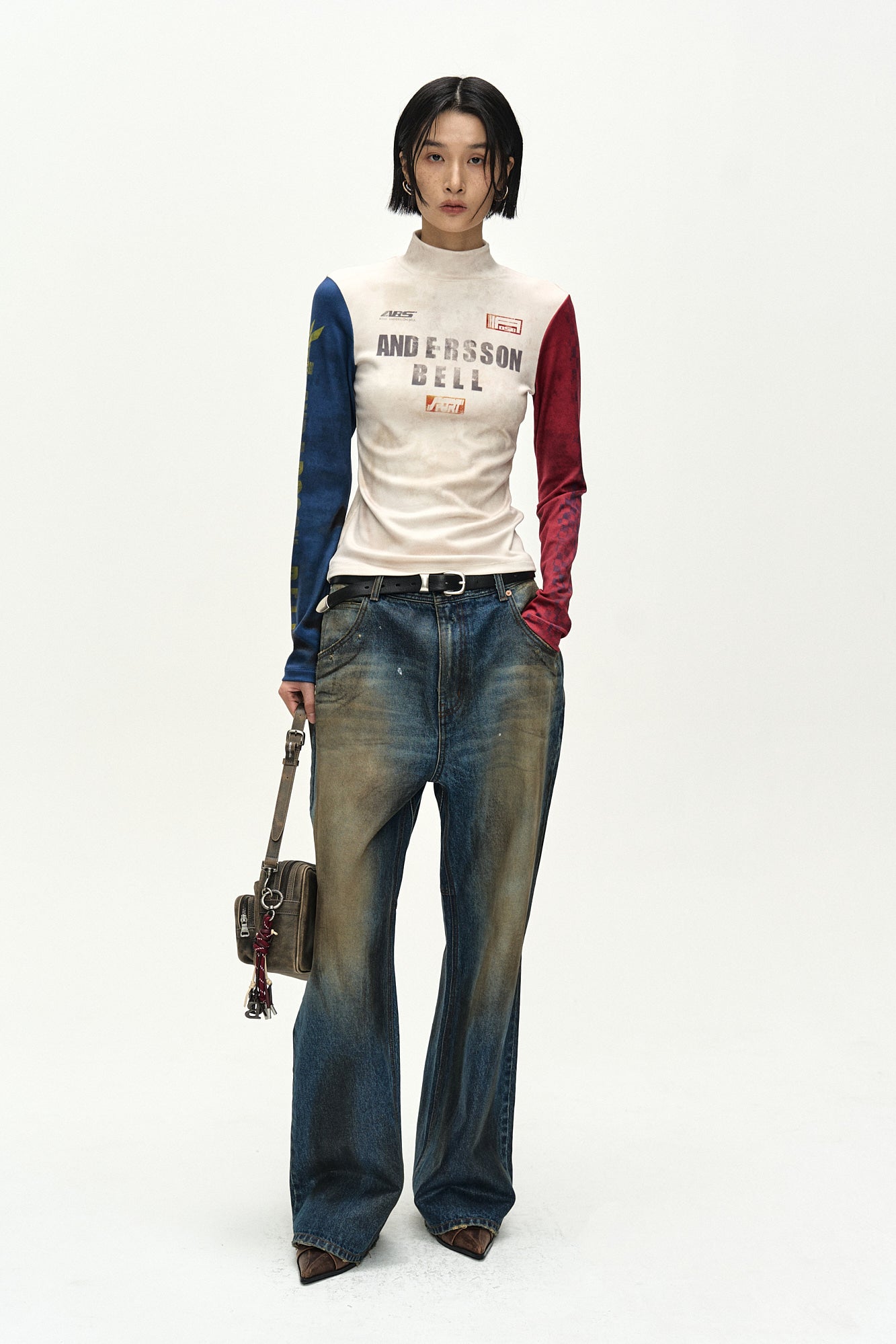 Andersson Bell - Unisex Coated Blue Wide-Leg Jeans (blue) (Blue) product image 3 | TRAB K-Fashion Australia