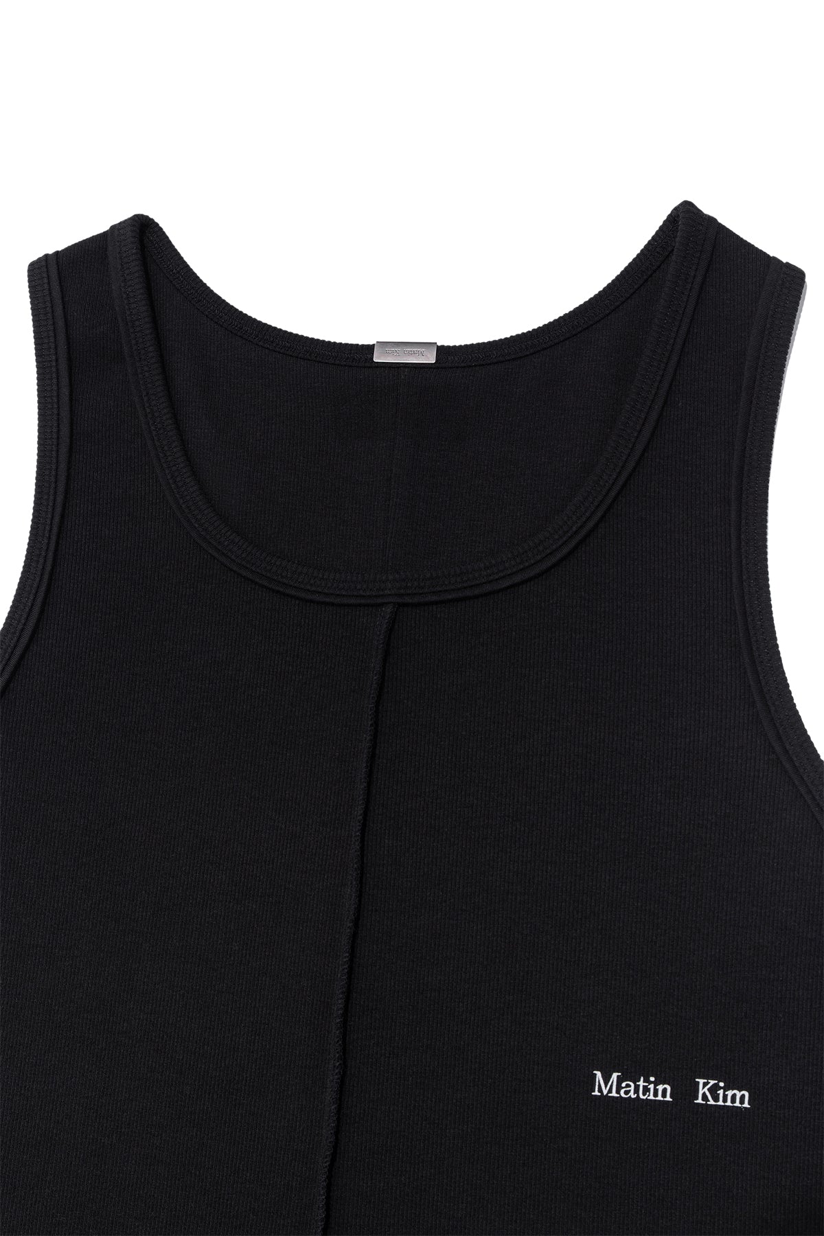 Matin Kim - Small Logo Pintuck Sleeveless Top (Black) product image 3 | TRAB K-Fashion Australia