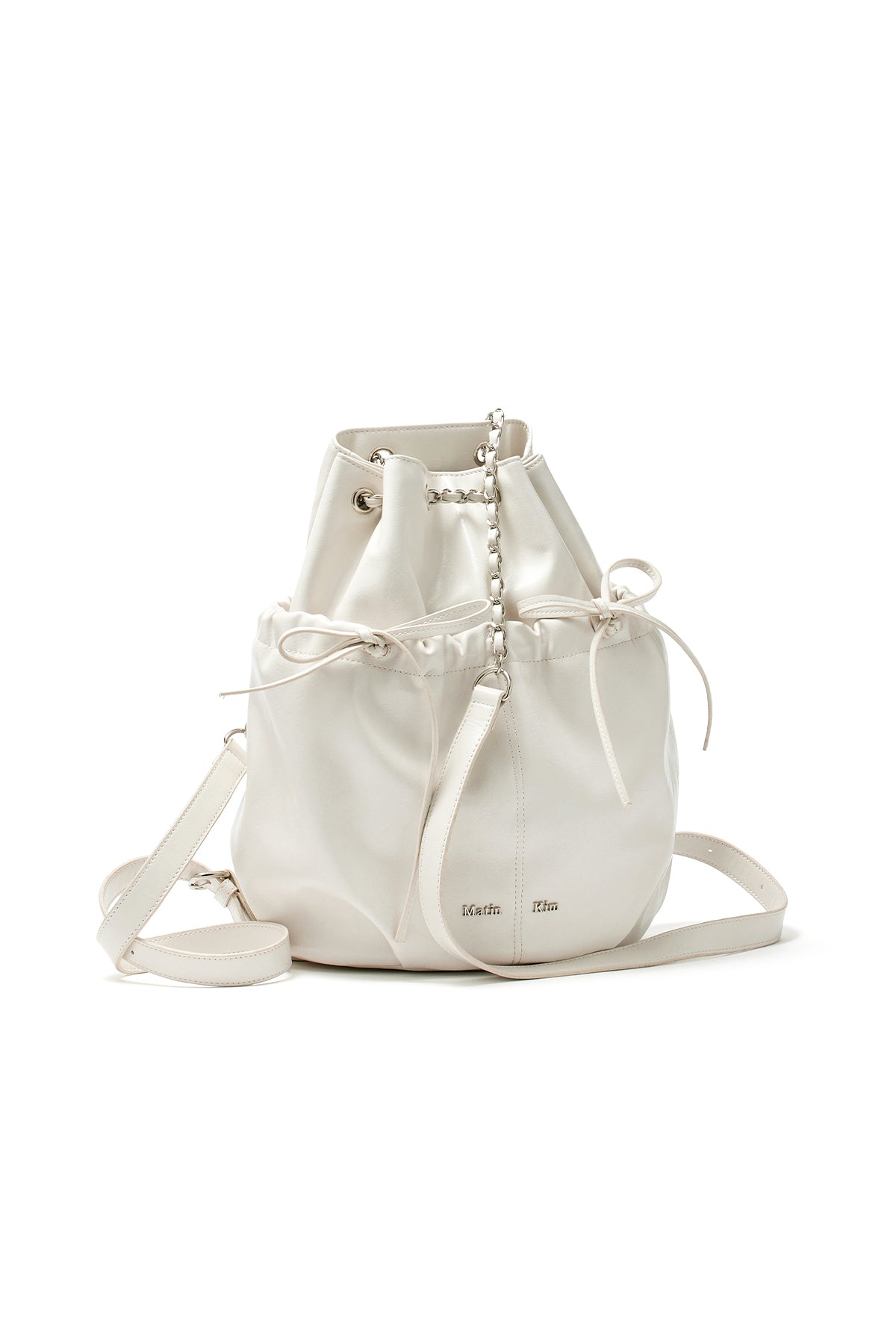 Matin Kim - Draw String Ribbon Back Pack (Ivory) product image 1 | TRAB K-Fashion Australia