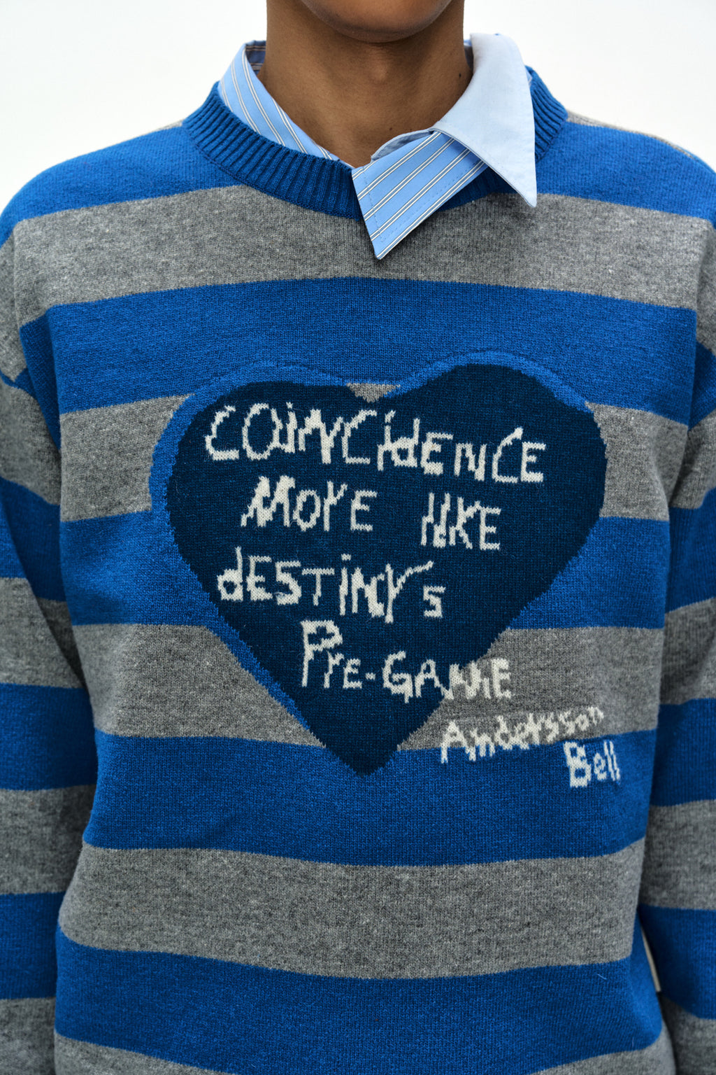 Andersson Bell - 26 Boy's Heart Message Crew-Neck Sweater (Blue/Grey) product image 5 | TRAB K-Fashion Australia
