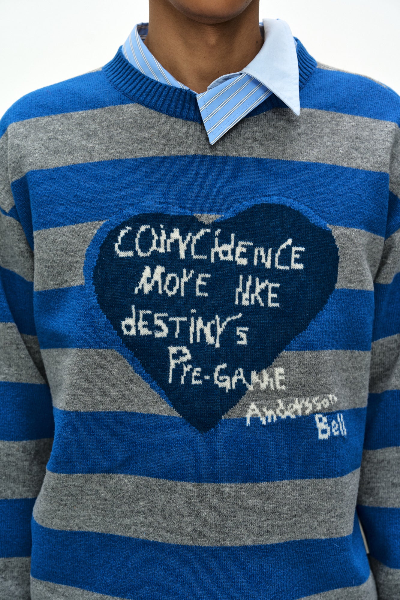 Andersson Bell - 26 Boy's Heart Message Crew-Neck Sweater (Blue/Grey) product image 5 | TRAB K-Fashion Australia
