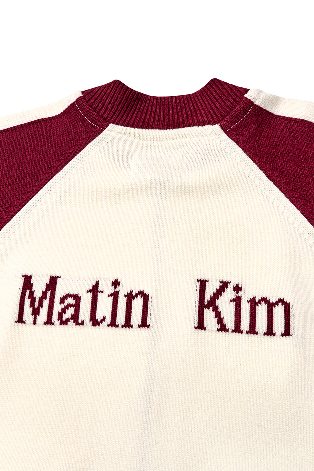 Matin Kim - Back Logo Raglan Knit Zip Up (Ivory) product image 5 | TRAB K-Fashion Australia