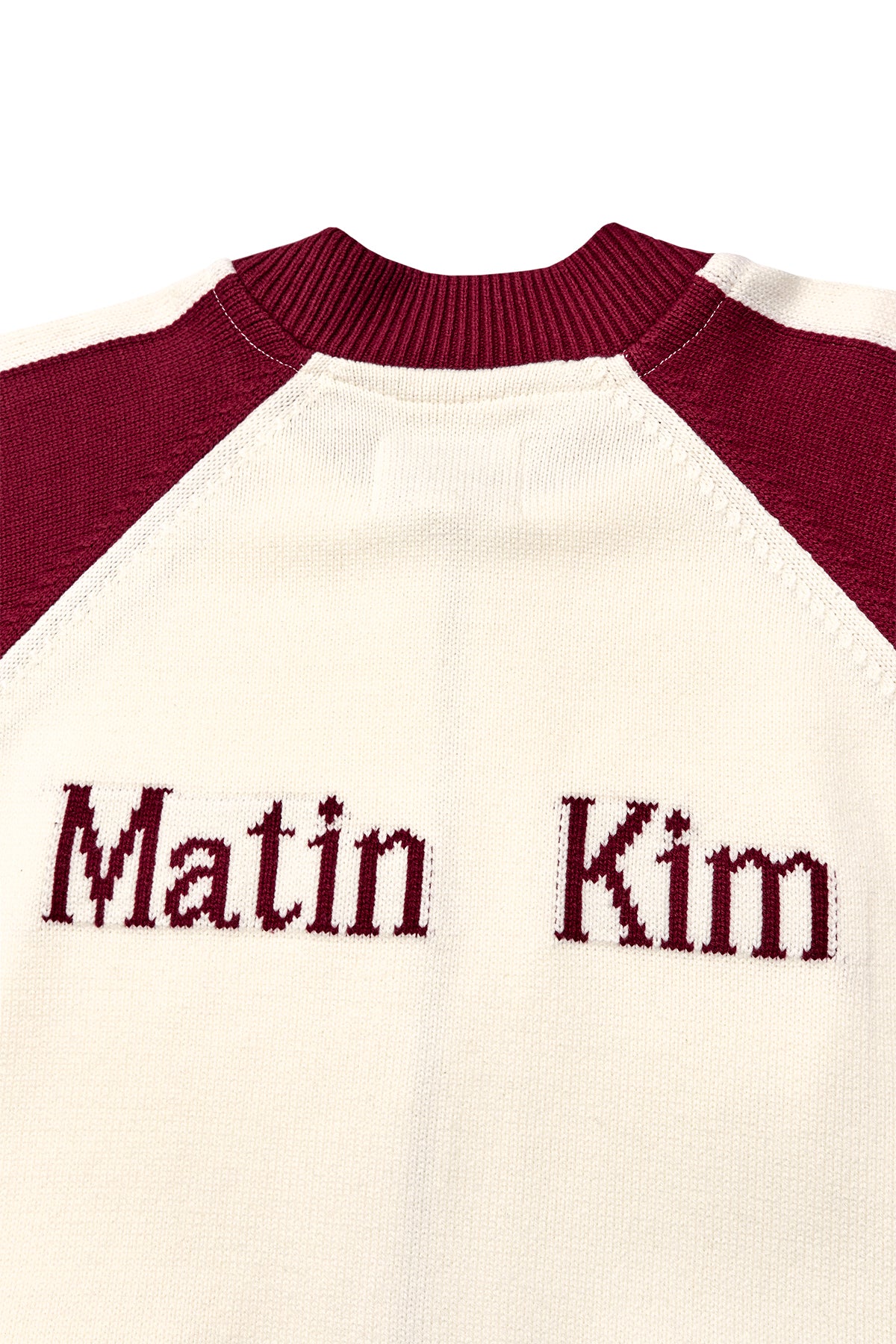 Matin Kim - Back Logo Raglan Knit Zip Up (Ivory) product image 5 | TRAB K-Fashion Australia