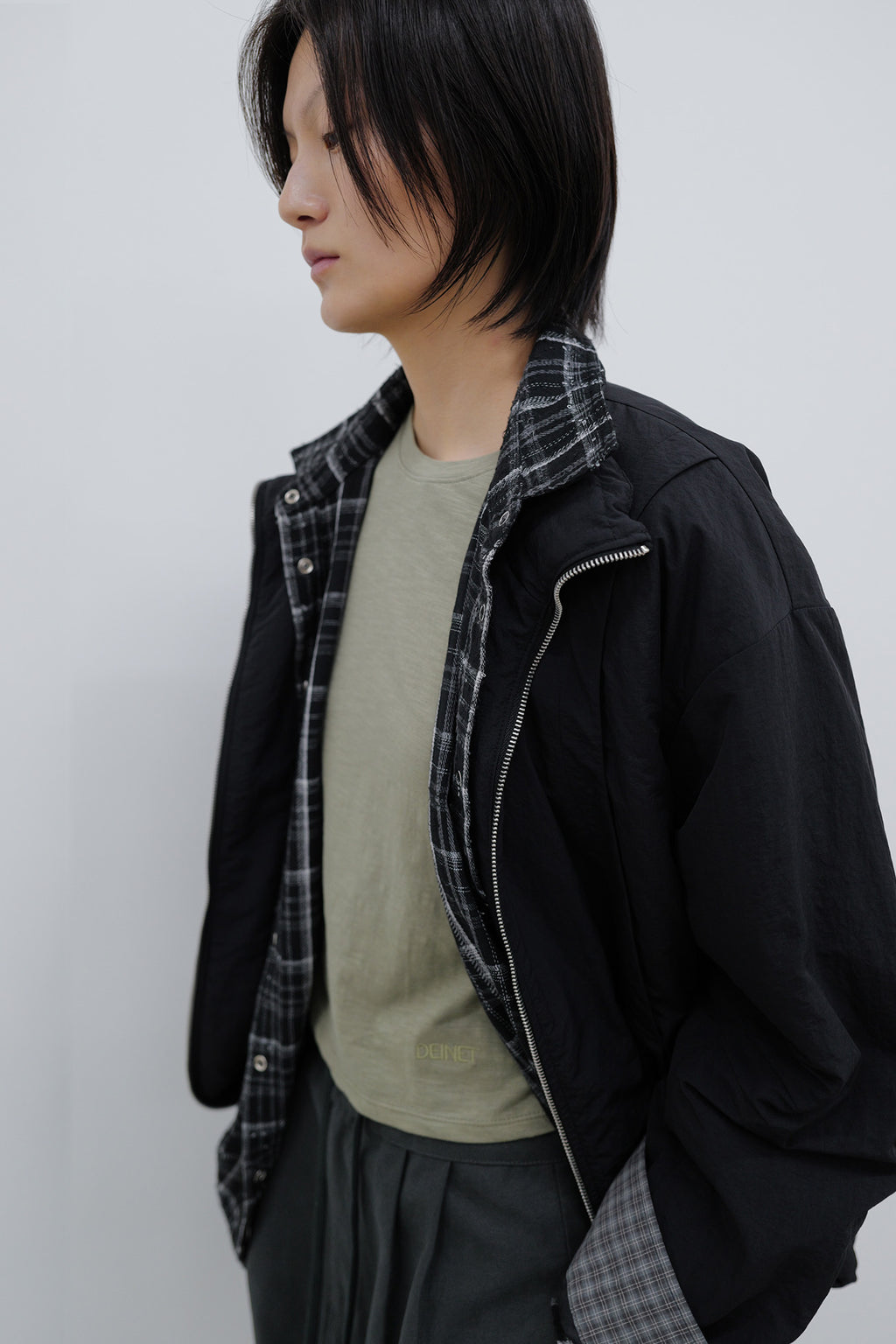 Deinet - Deinet Check Contrast Bomber Jacket (Black) product image 9 | TRAB K-Fashion Australia