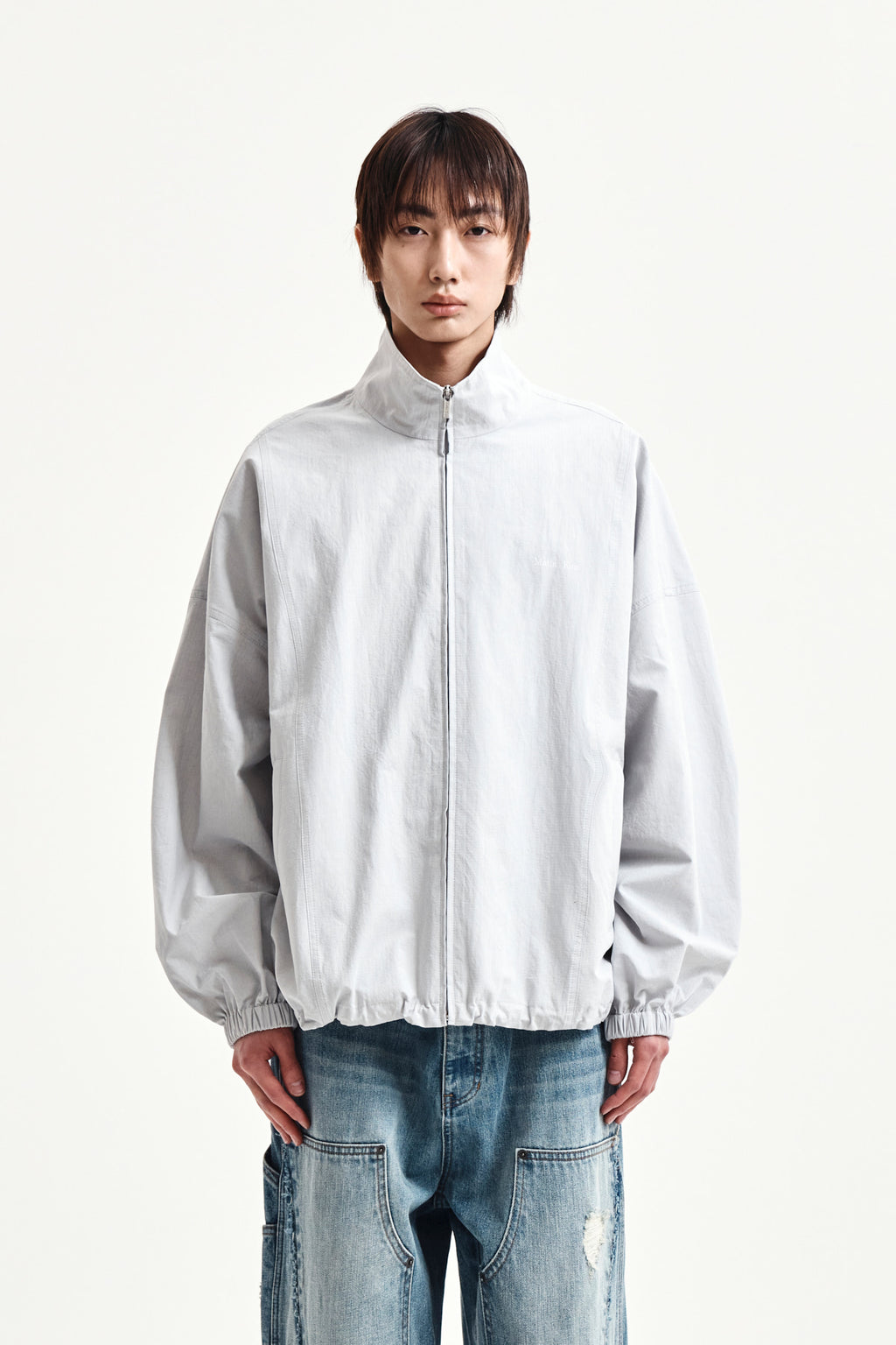 Matin Kim - Back Logo High Neck Jumper (Light Grey) product image 11 | TRAB K-Fashion Australia
