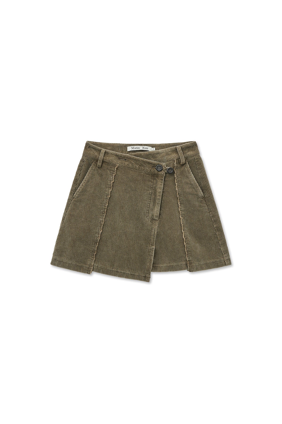 Matin Kim - Washed Corduroy Wrap Skirt (Khaki) product image 10 | TRAB K-Fashion Australia