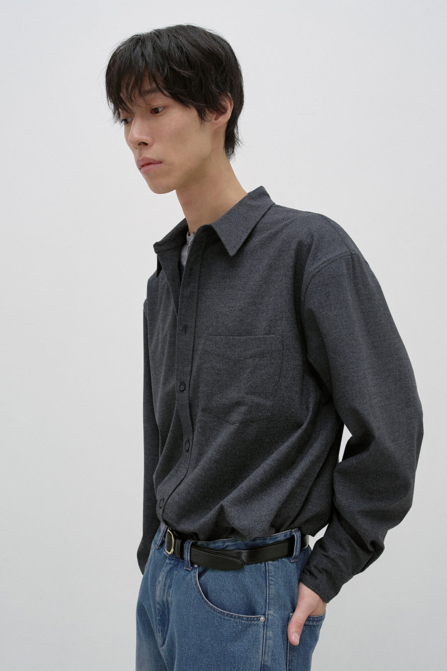 Insilence - Modal Shirt (Charcoal) product image 1 | TRAB K-Fashion Australia