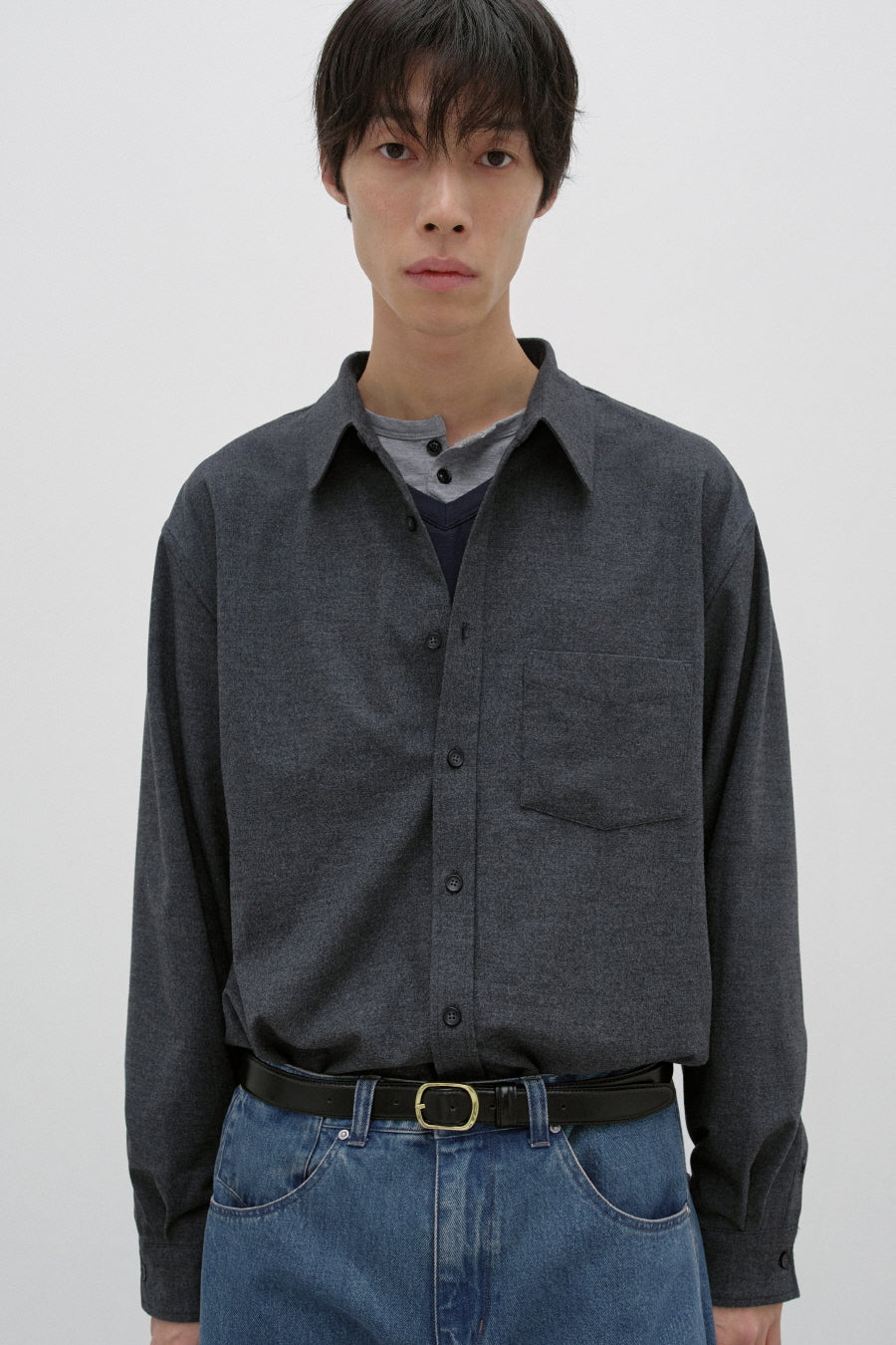 Insilence - Modal Shirt (Charcoal) product image 2 | TRAB K-Fashion Australia