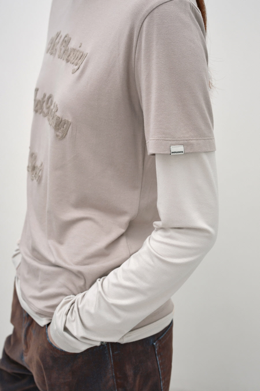 Insilence - Chasing Double-Layer Top (Ash Beige) product image 5 | TRAB K-Fashion Australia