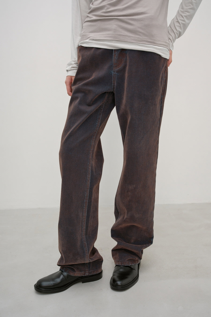 Insilence - Washed Velvet Straight Denim (Brown) product image 2 | TRAB K-Fashion Australia