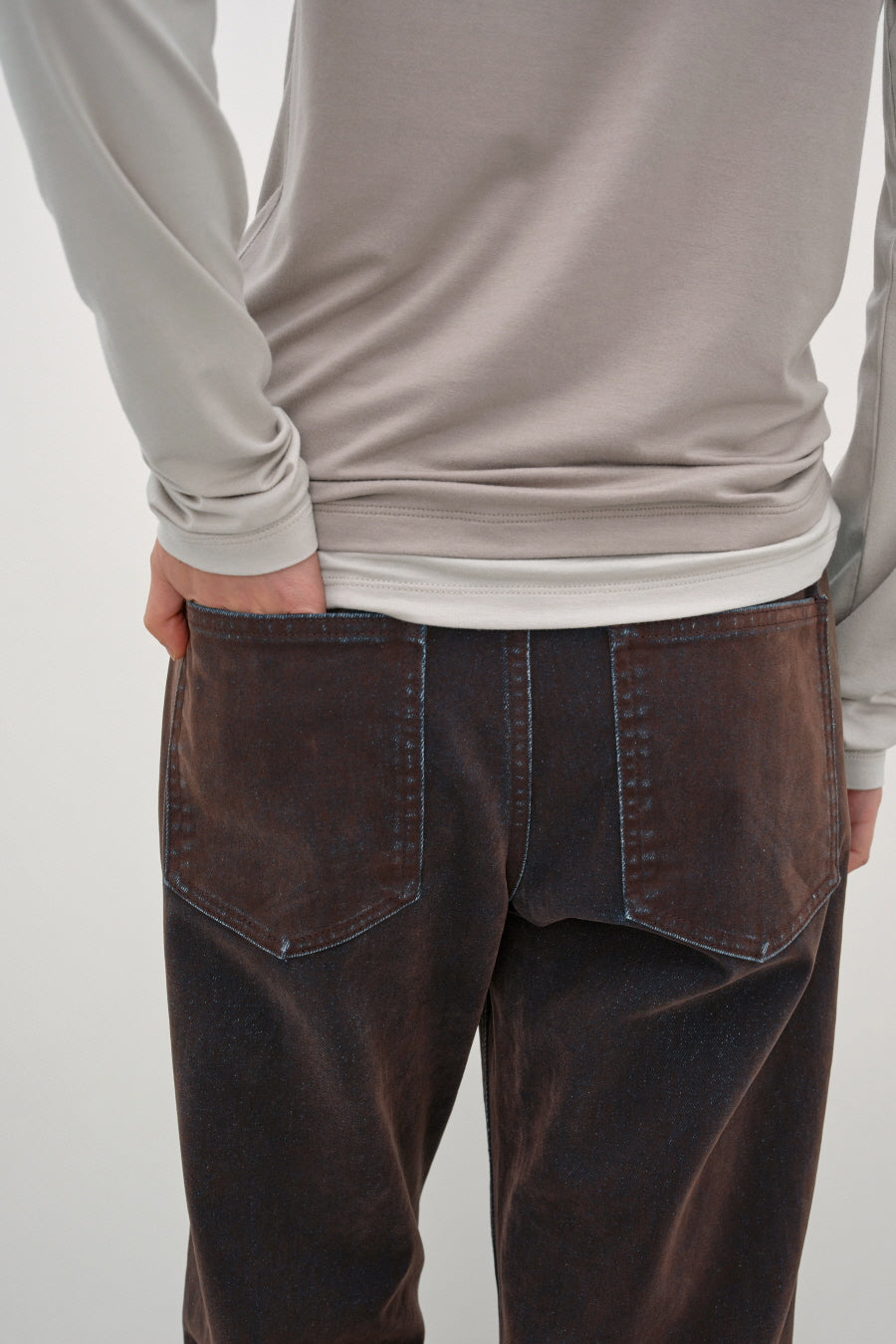 Insilence - Washed Velvet Straight Denim (Brown) product image 3 | TRAB K-Fashion Australia
