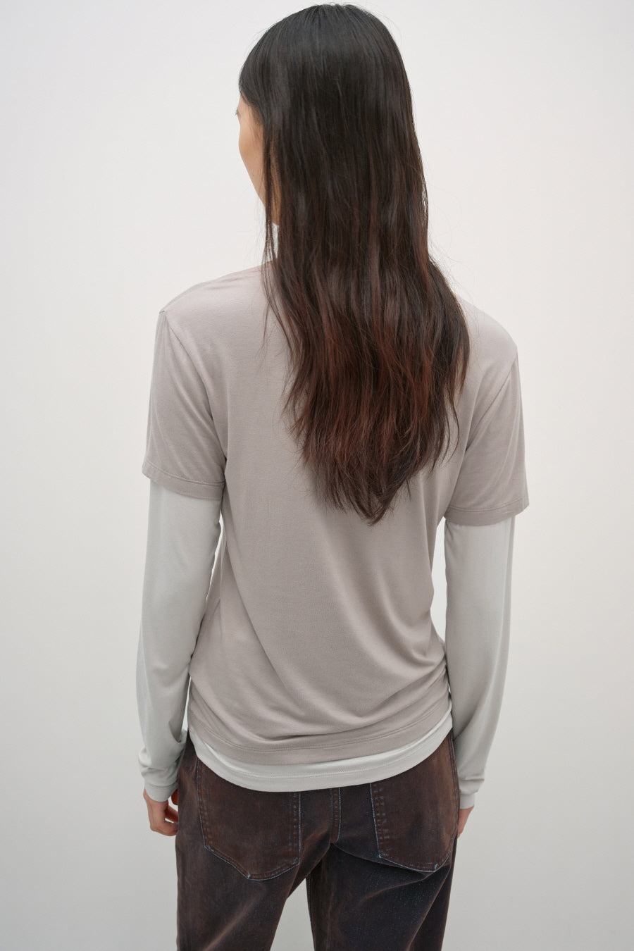 Insilence - Chasing Double-Layer Top (Ash Beige) product image 6 | TRAB K-Fashion Australia