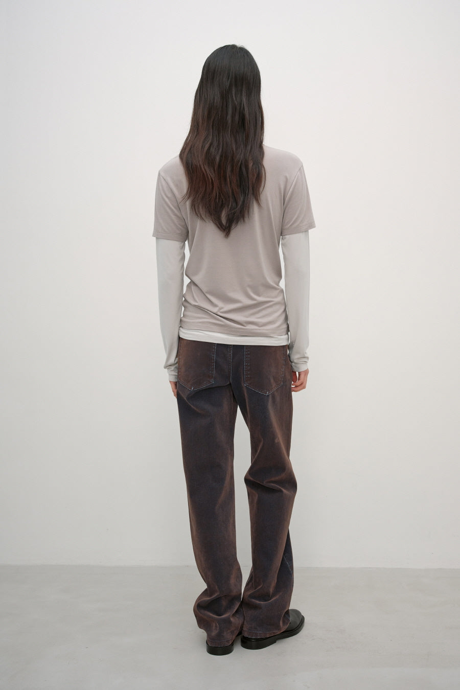 Insilence - Washed Velvet Straight Denim (Brown) product image 4 | TRAB K-Fashion Australia