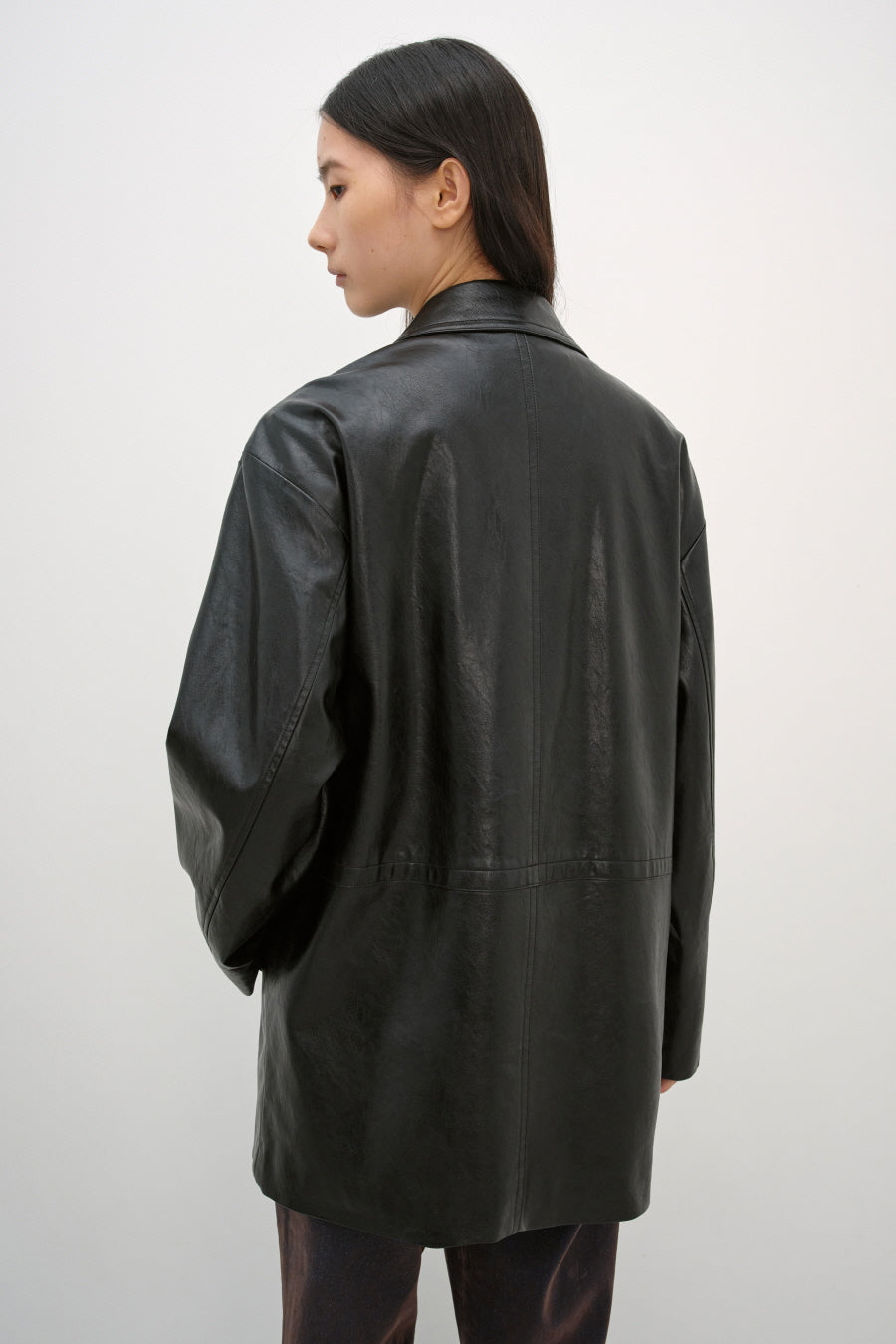 Insilence - Faux Leather Car Coat (Black) product image 4 | TRAB K-Fashion Australia