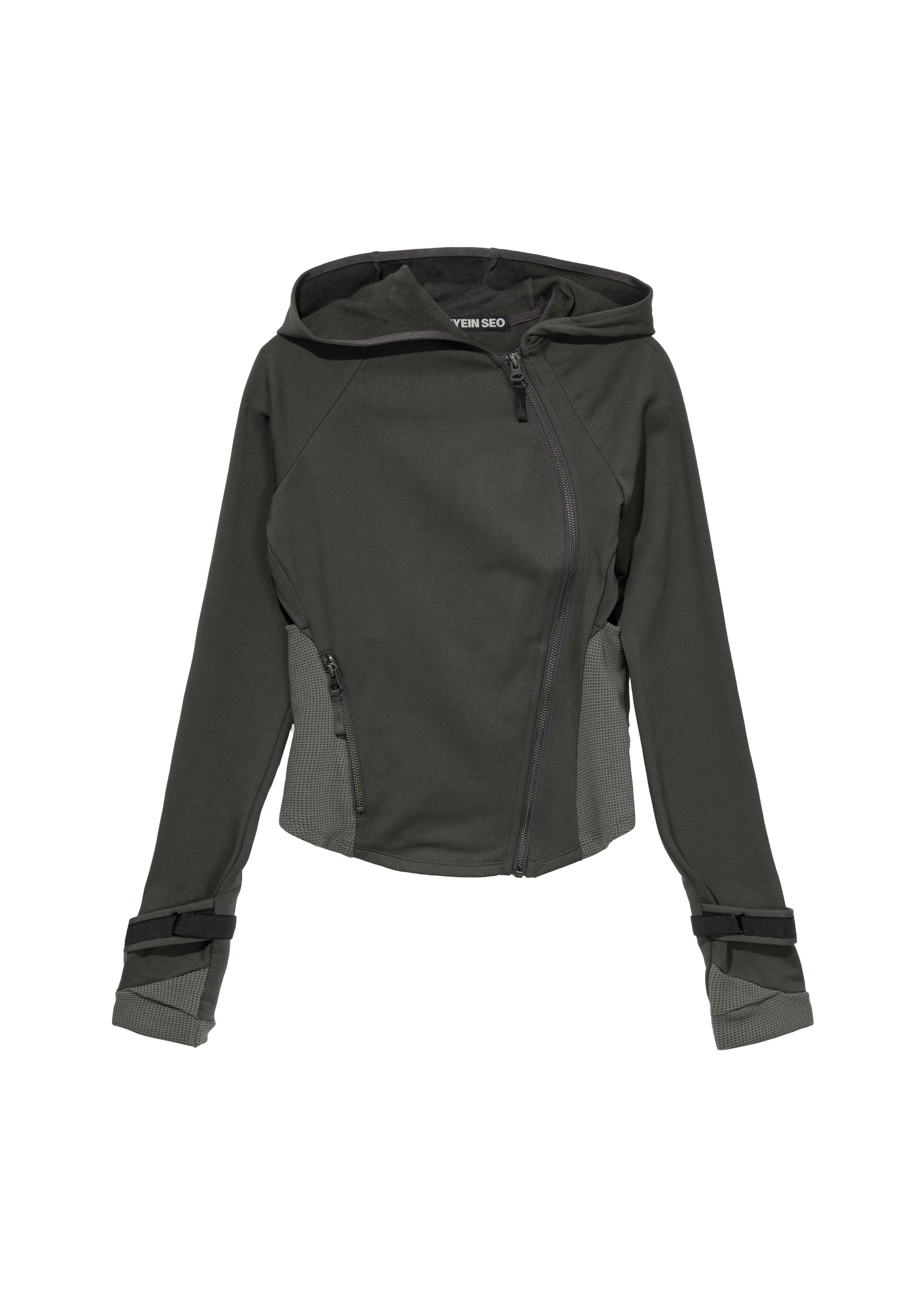 Hyein Seo - Hooded Asymmetric Zip Top (Dark Grey) product image 5 | TRAB K-Fashion Australia
