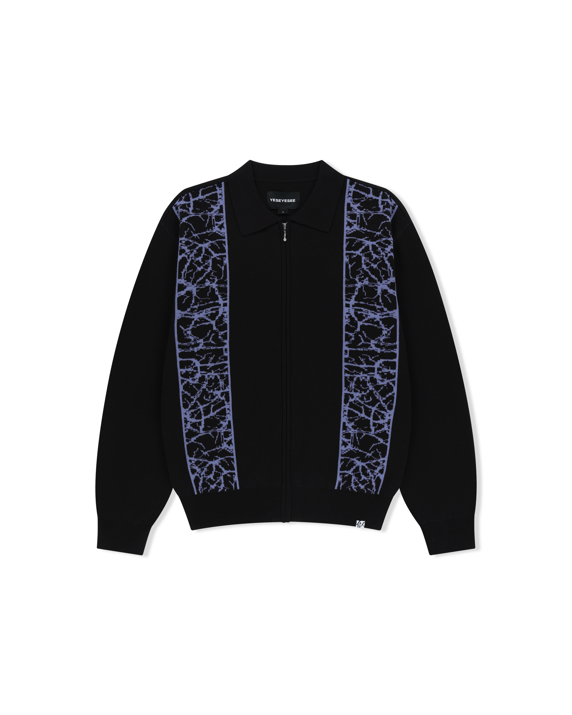 yeseyesee - Knit Zip Up Polo Cardigan (Black) product image 1 | TRAB K-Fashion Australia