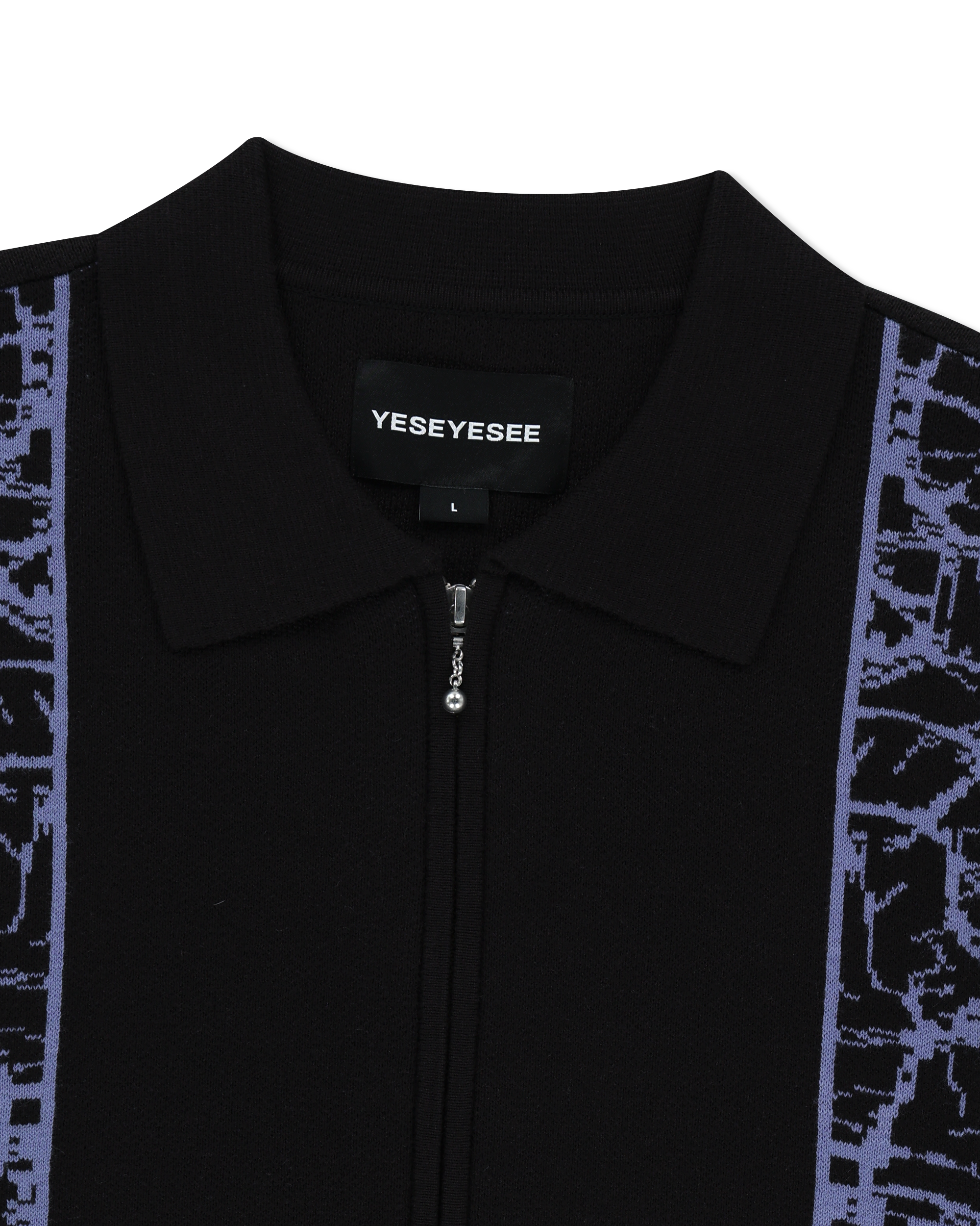 yeseyesee - Knit Zip Up Polo Cardigan (Black) product image 3 | TRAB K-Fashion Australia