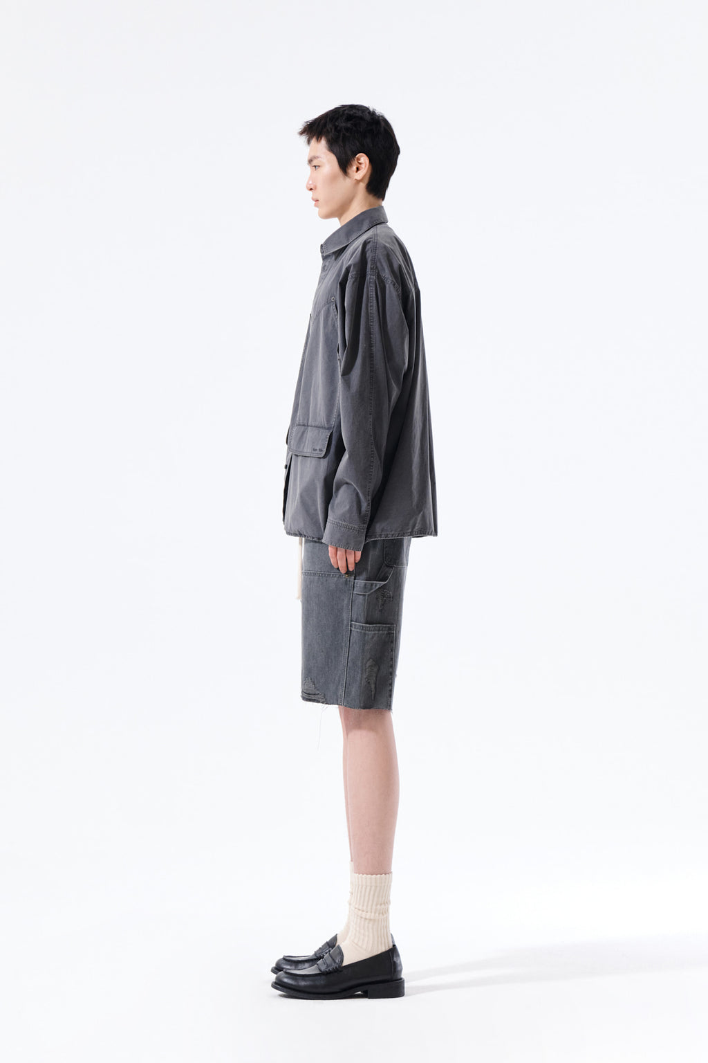 Matin Kim - Washed Cotton Drawstring Shirt (Charcoal) product image 7 | TRAB K-Fashion Australia