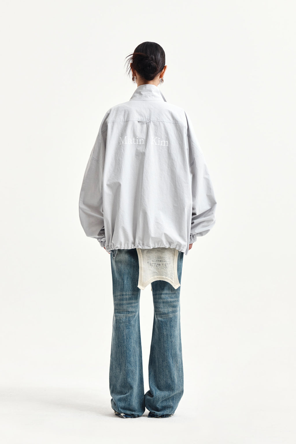 Matin Kim - Back Logo High Neck Jumper (Light Grey) product image 8 | TRAB K-Fashion Australia
