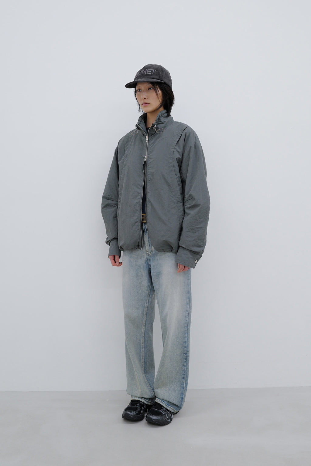 Deinet - Deinet Check Contrast Bomber Jacket (Charcoal) product image 2 | TRAB K-Fashion Australia