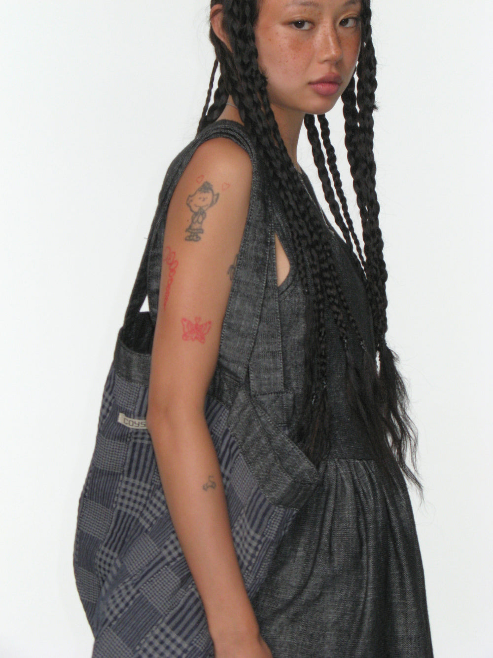 Coyseio - Reversible Check Denim Bag (Black) product image 7 | TRAB K-Fashion Australia