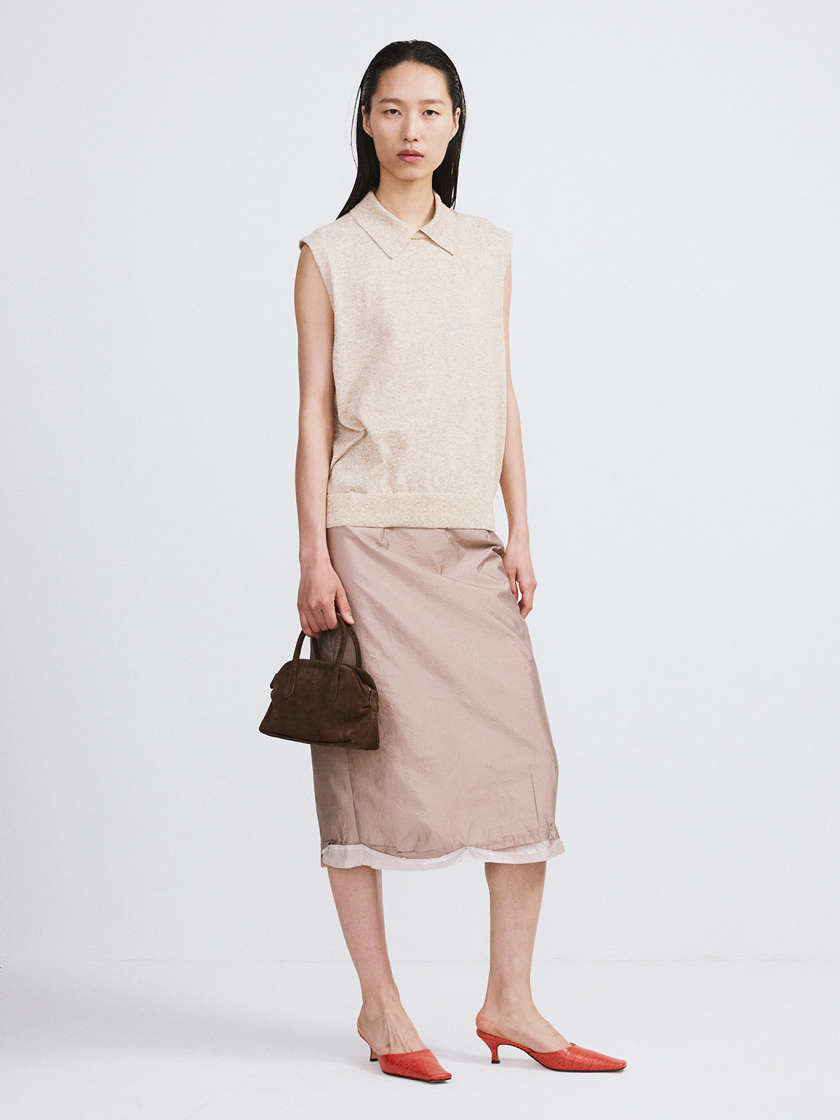 Recto - Linen Blend Polo Knit Vest (Oatmeal) product image 3 | TRAB K-Fashion Australia