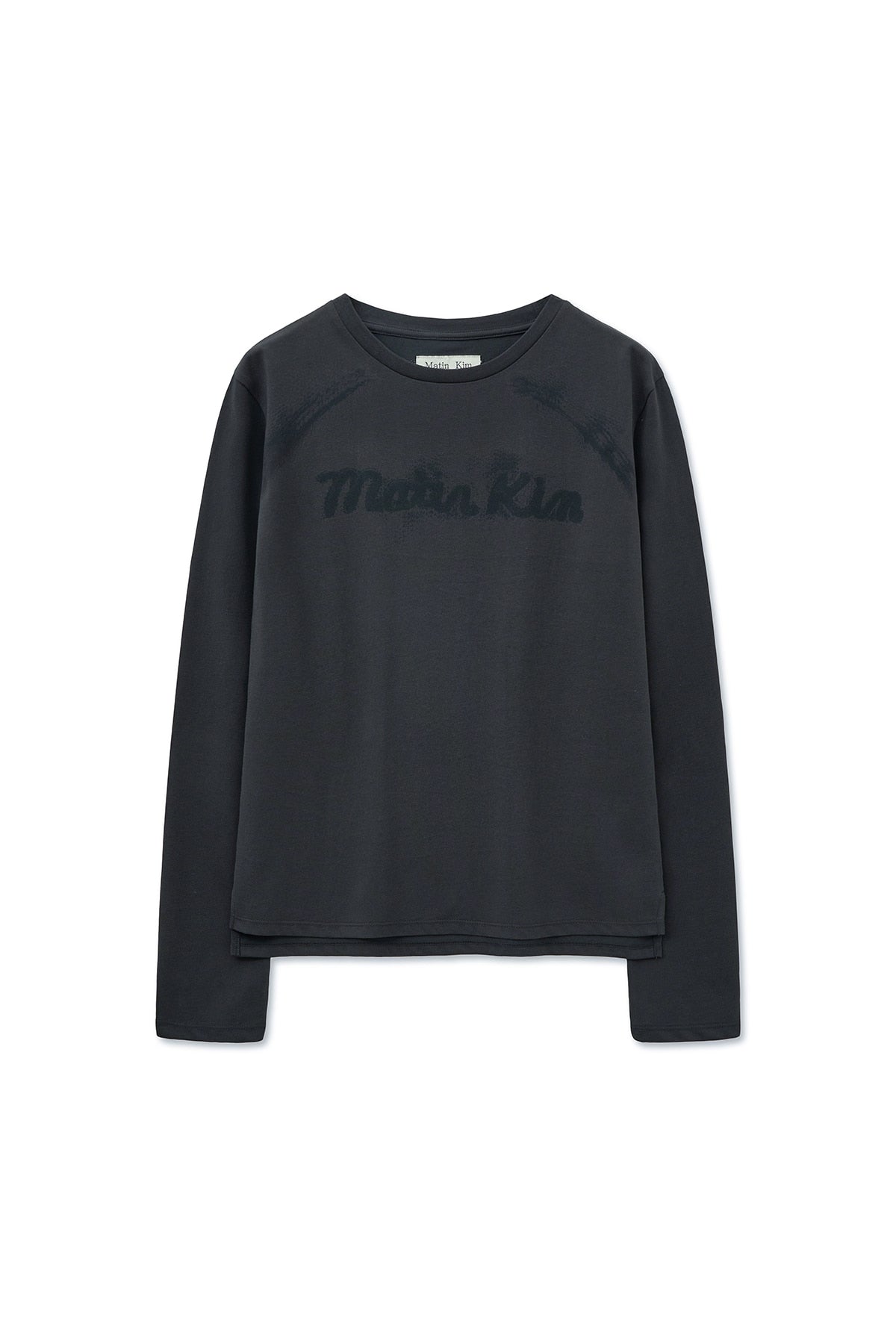 Matin Kim - Lettering Graphic Long Sleeve Top (Charcoal) product image 1 | TRAB K-Fashion Australia
