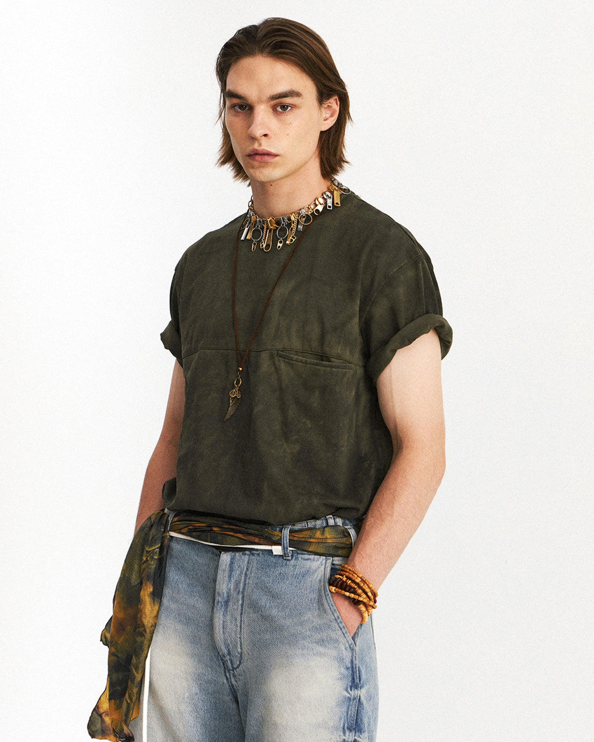 Eastlogue - Bleached Pocket T- Shirts (Olive) product image 3 | TRAB K-Fashion Australia