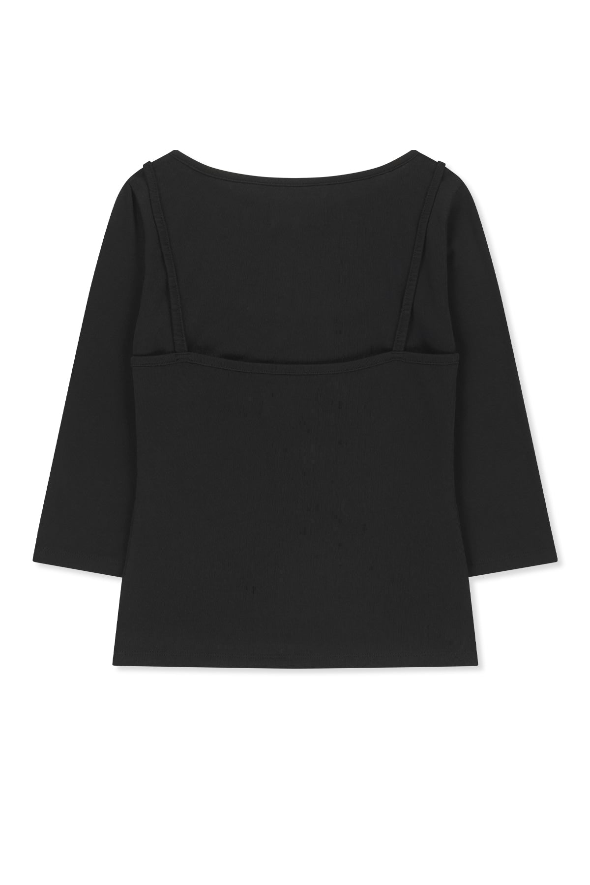 Matin Kim - 3/4 Sleeve Top & Tank Layered Set (Black) product image 4 | TRAB K-Fashion Australia
