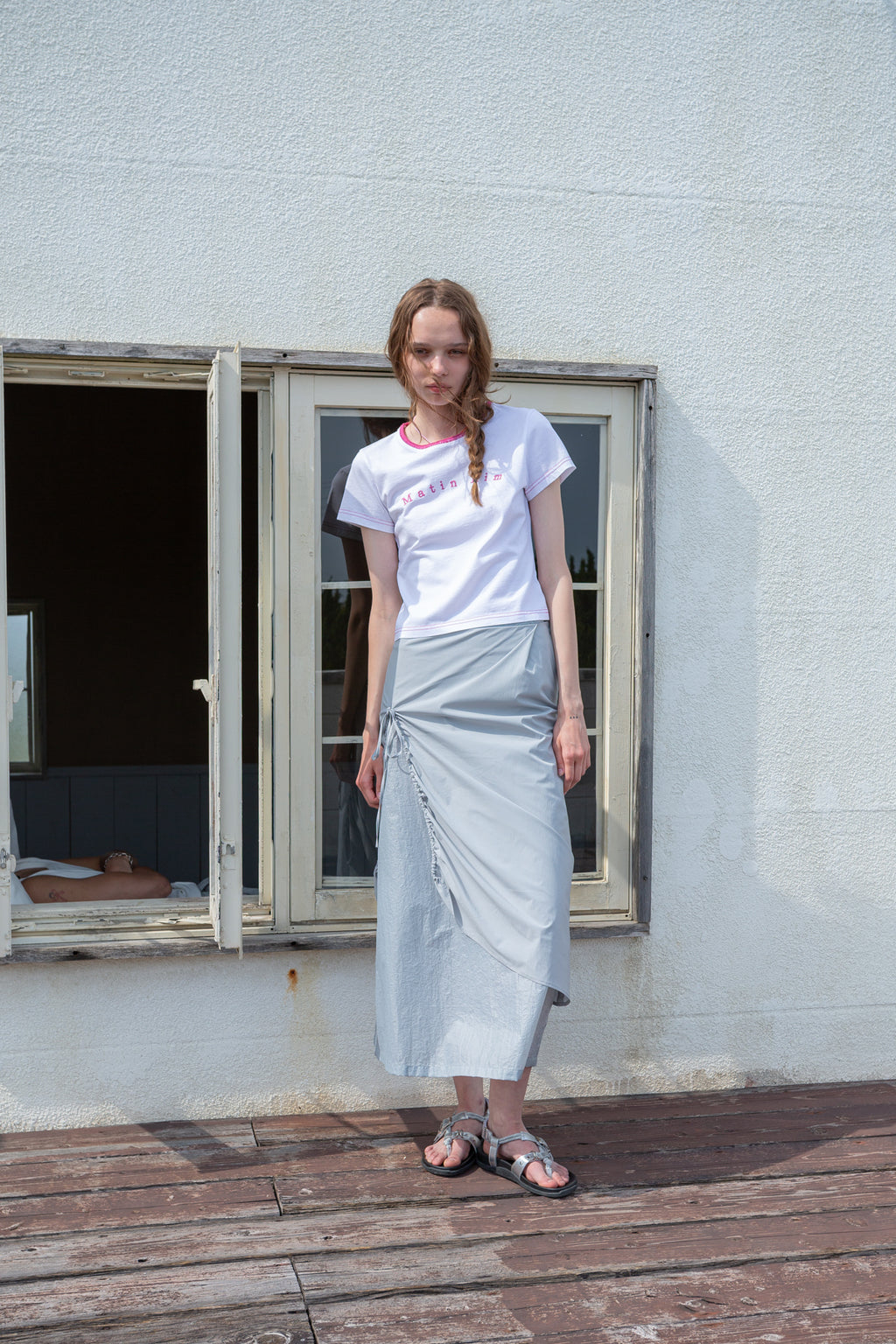 Matin Kim - Color Point Arch Logo Top (White) product image 7 | TRAB K-Fashion Australia