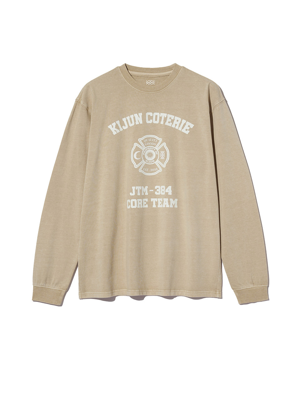 Kijun - Crest Long Sleeve T-Shirt (Beige) product image 5 | TRAB K-Fashion Australia