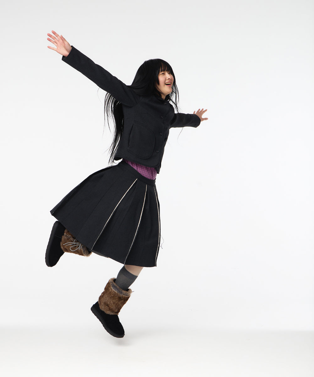 Coyseio - Raw Hem Pleats Skirt (Charcoal) product image 4 | TRAB K-Fashion Australia