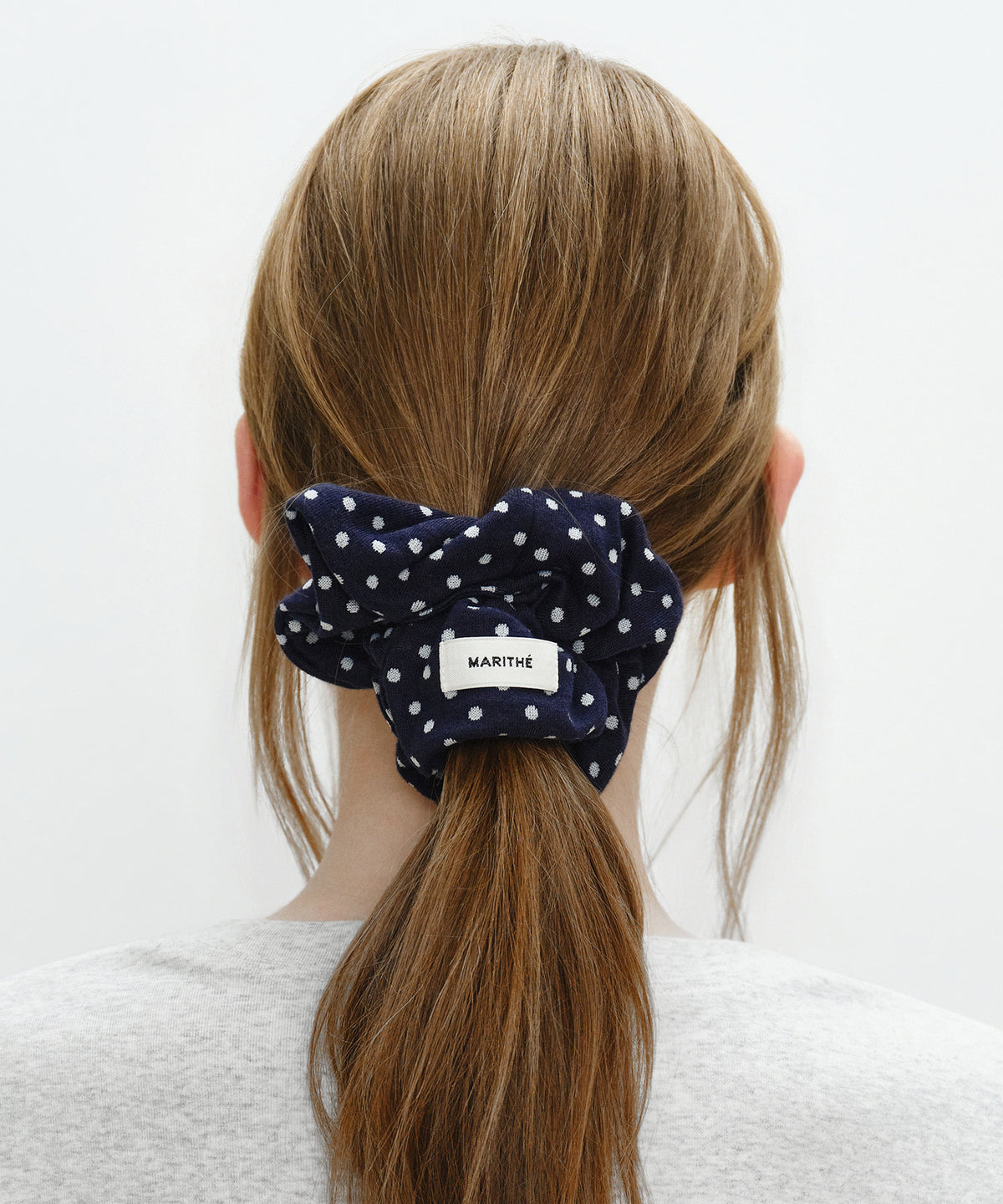 Marithe & Francois Girbaud - Basic Cotton Scrunchie (Navy Dot) product image 4 | TRAB K-Fashion Australia