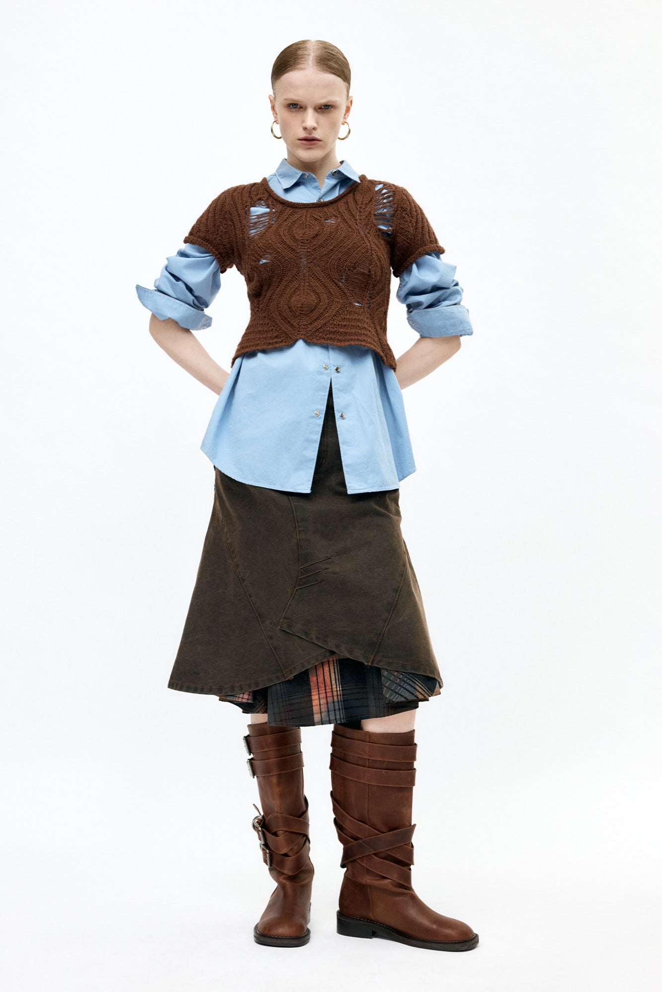 Andersson Bell - Custom Flare Layered Skirt (Sunset Brown) product image 3 | TRAB K-Fashion Australia